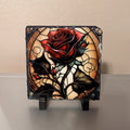 Red Rose Slate Picture With Display Legs