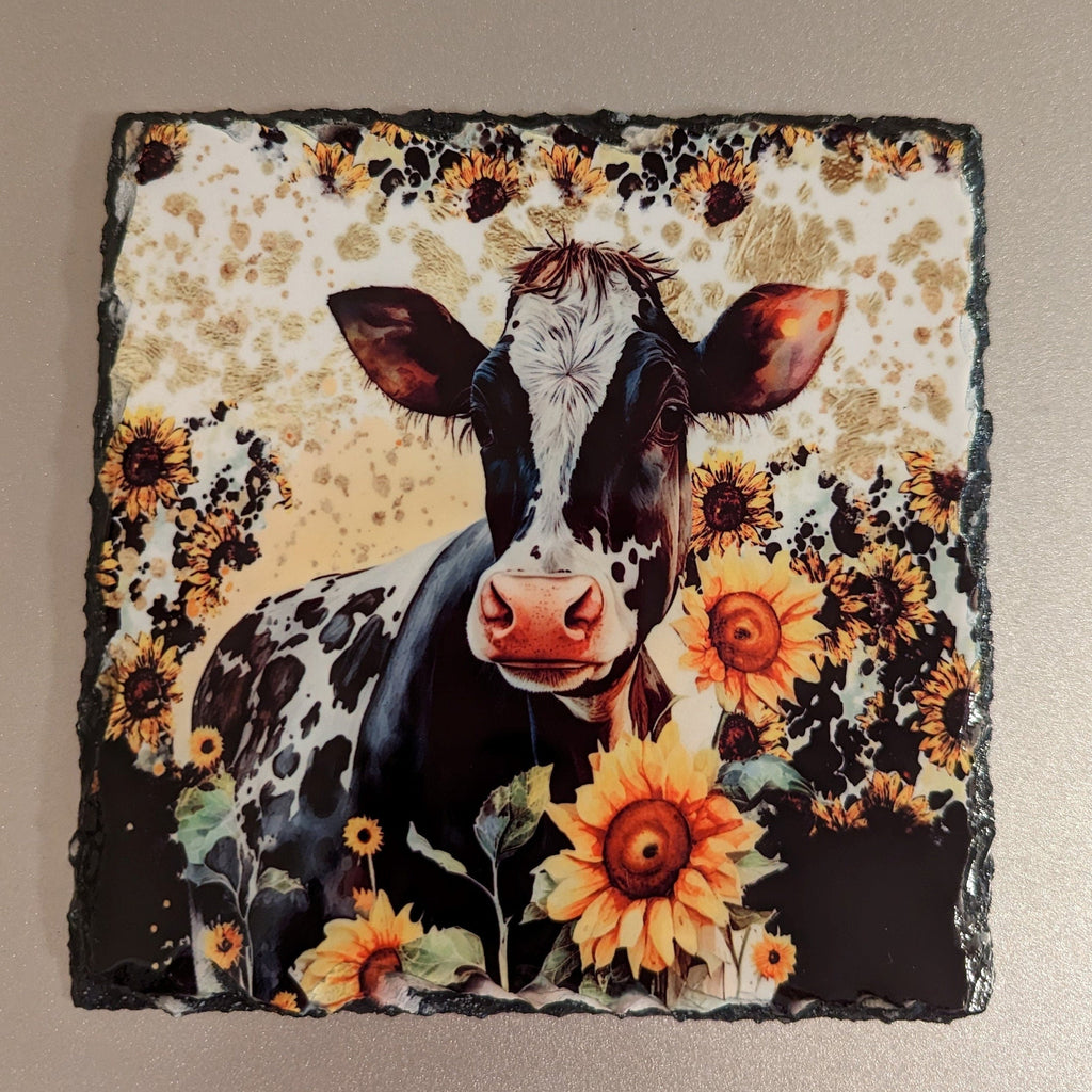 Slate Cow Picture With Display Legs