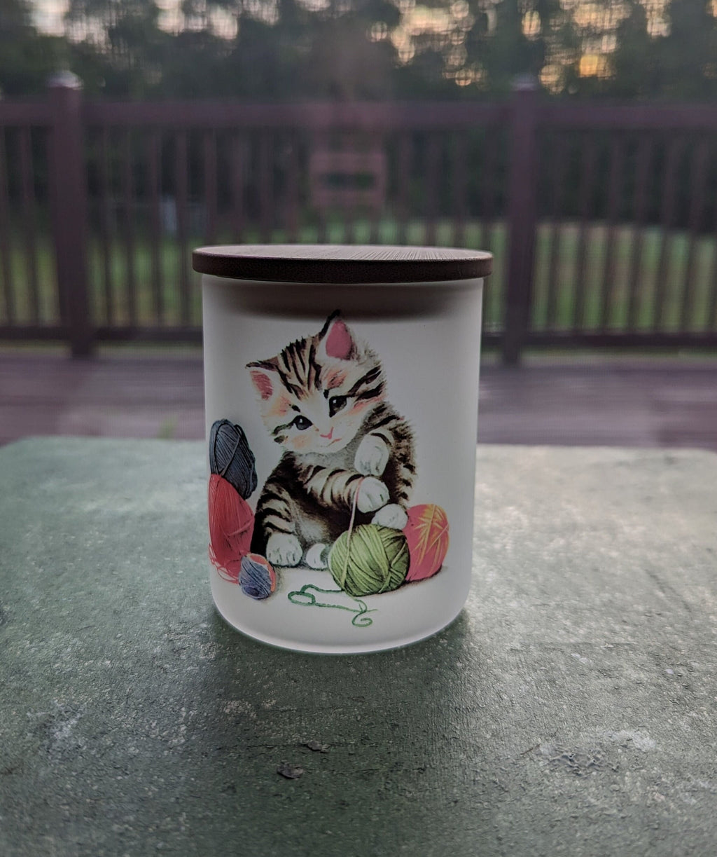 Kitten Candle Holder With A Battery Operated Flickering Tea Light