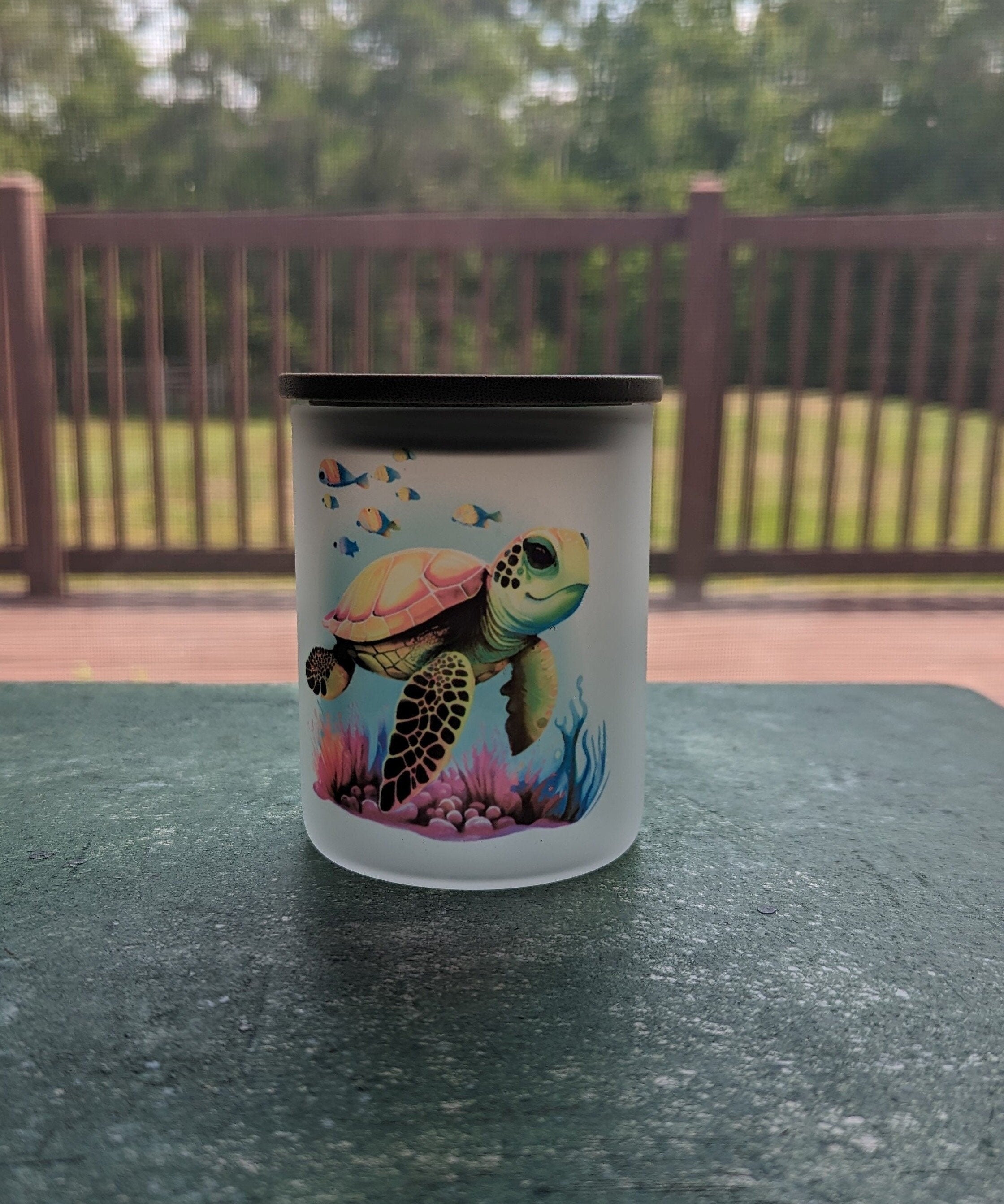 Sea Turtle Candle Holder With A Battery Operated Flickering Tea Light