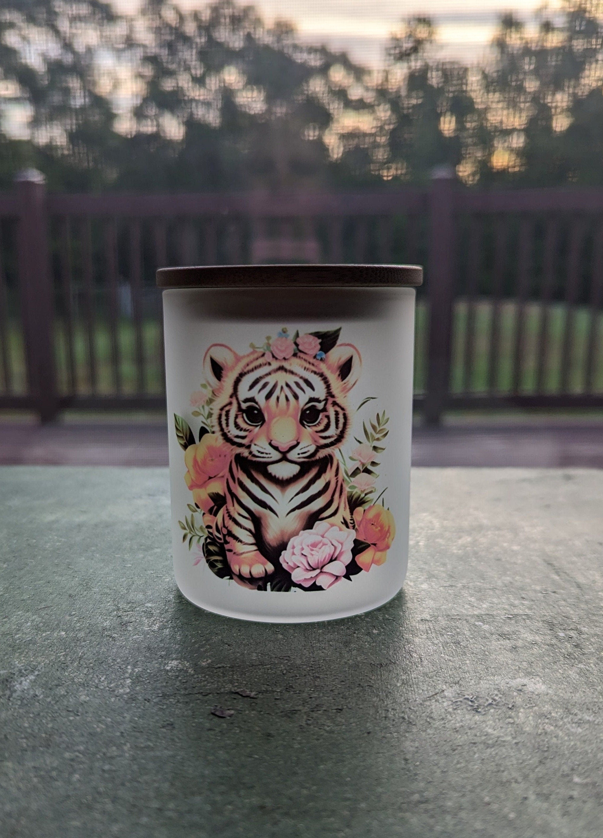 Tiger Cub Candle Holder With A Battery Operated Flickering Tea Light
