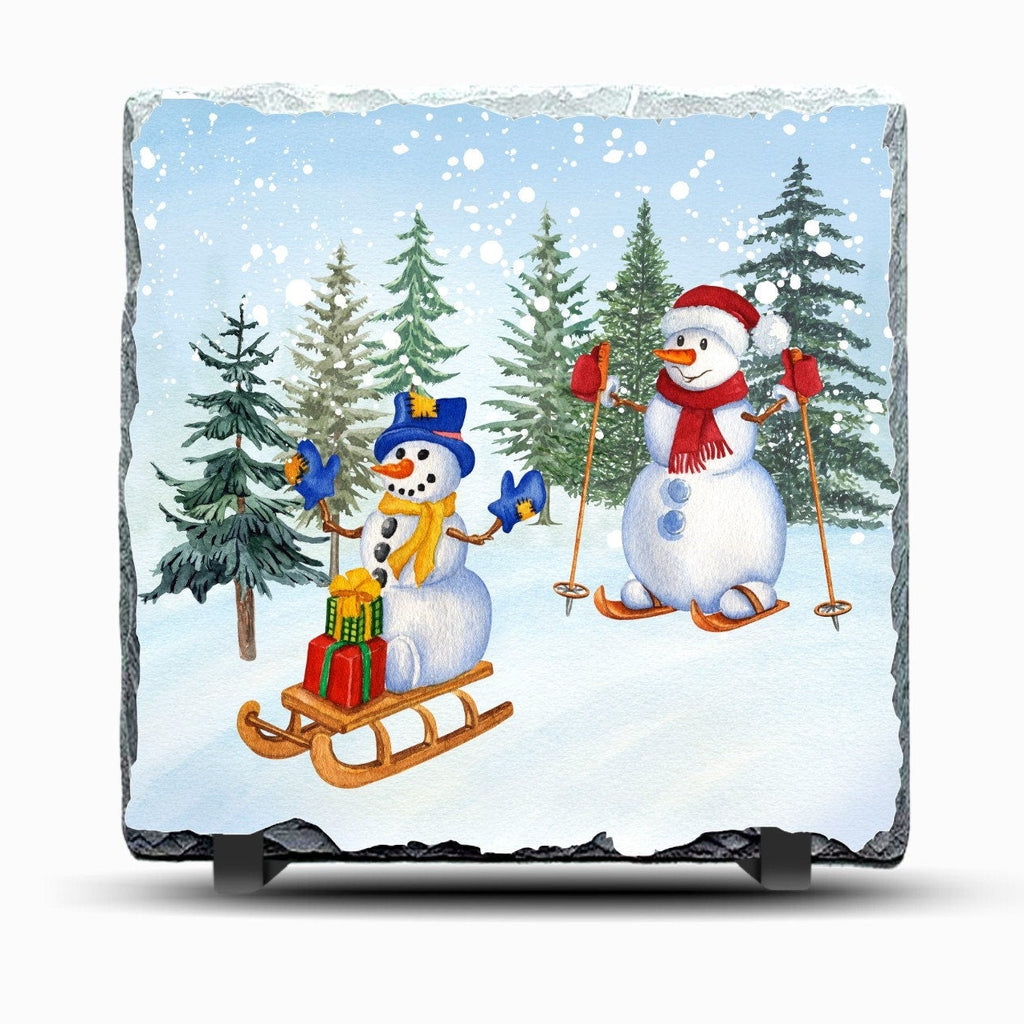 Slate Snowman Picture With Display Legs