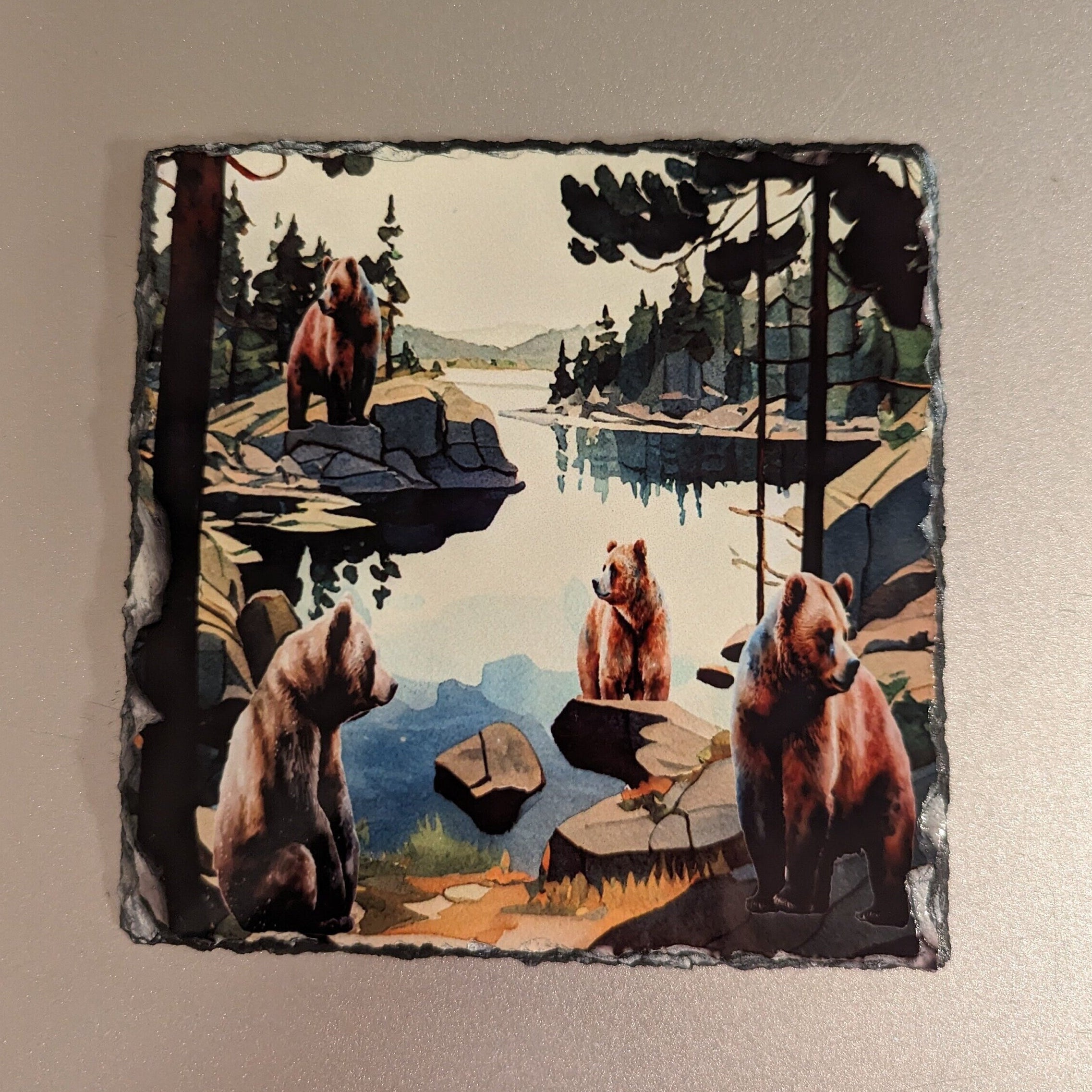 Slate Bear Picture With Display Legs