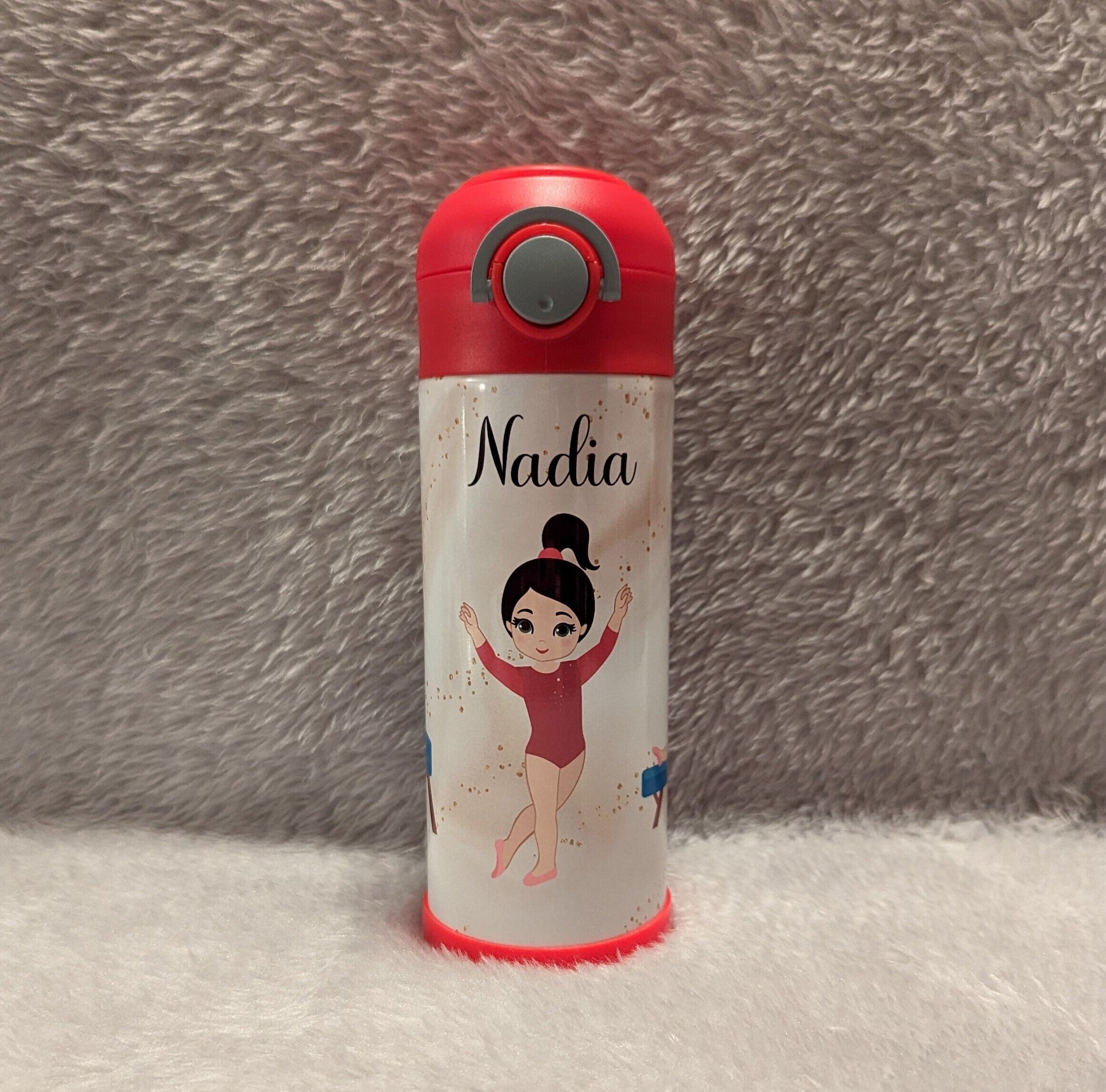 Girls Gymnastic Water Bottle Can Be Personalized, Gymnast Cup, Personalized Kids Cup, Kids Gymnastic Cup, Kids Flip top Cup, Pop Top Tumbler
