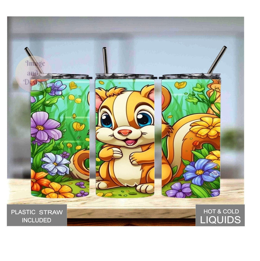 Kids Chipmunk Tumbler, Kids Personalized Chipmunk Cup, Tumbler For Kids, Kids Gift, Kids 15oz Tumbler With Reusable Straw