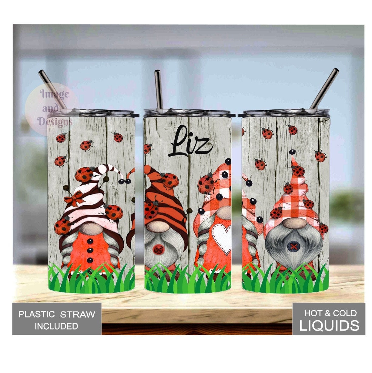 Kids Cute Ladybug Gnome Cup, Gnome Ladybug Design, Ladybug Tumbler, Kids Personalized Tumbler, Gnome Tumbler, Kids Personalized Cup