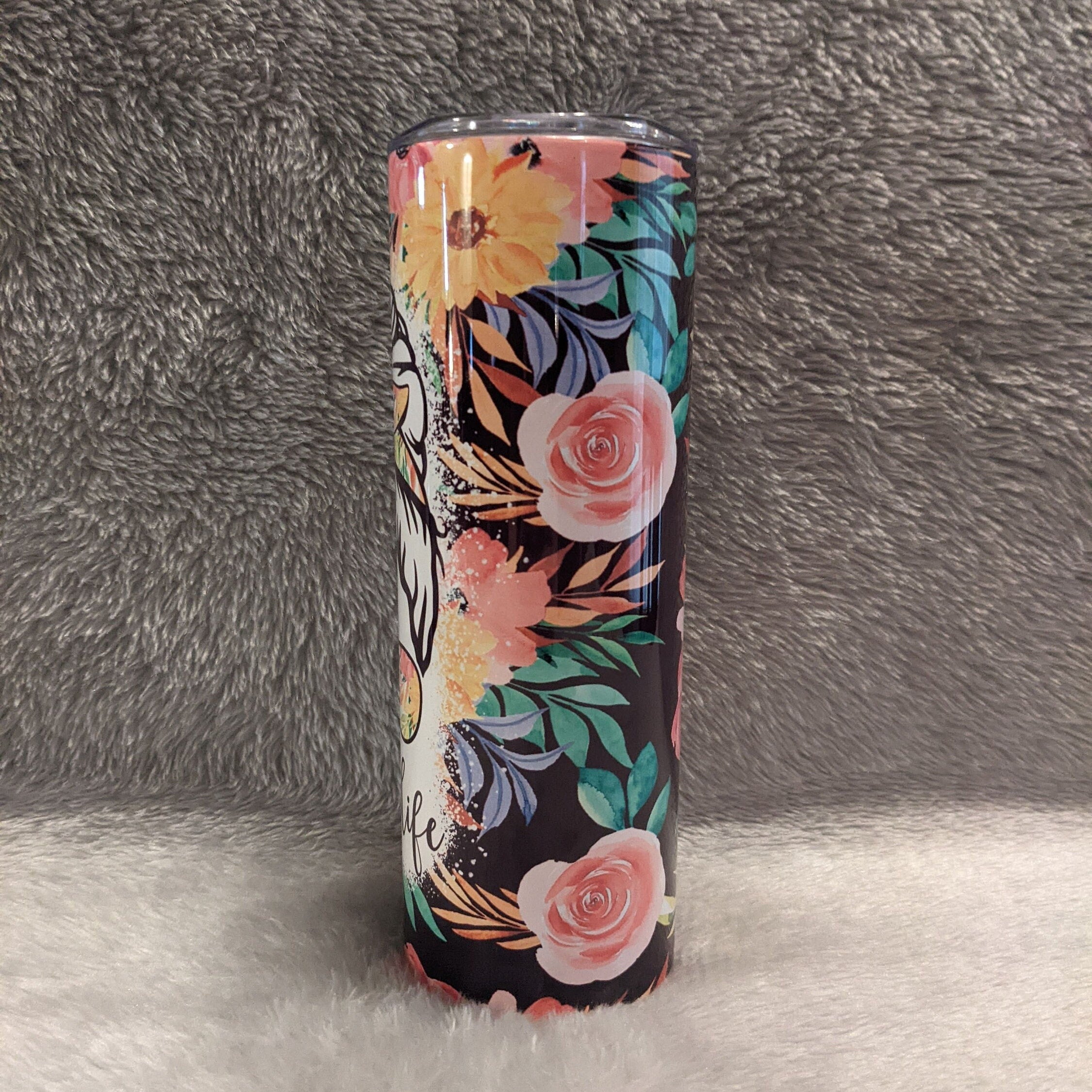 Beach Life Messy Bun Girl Tumbler 20oz With Reusable Straw