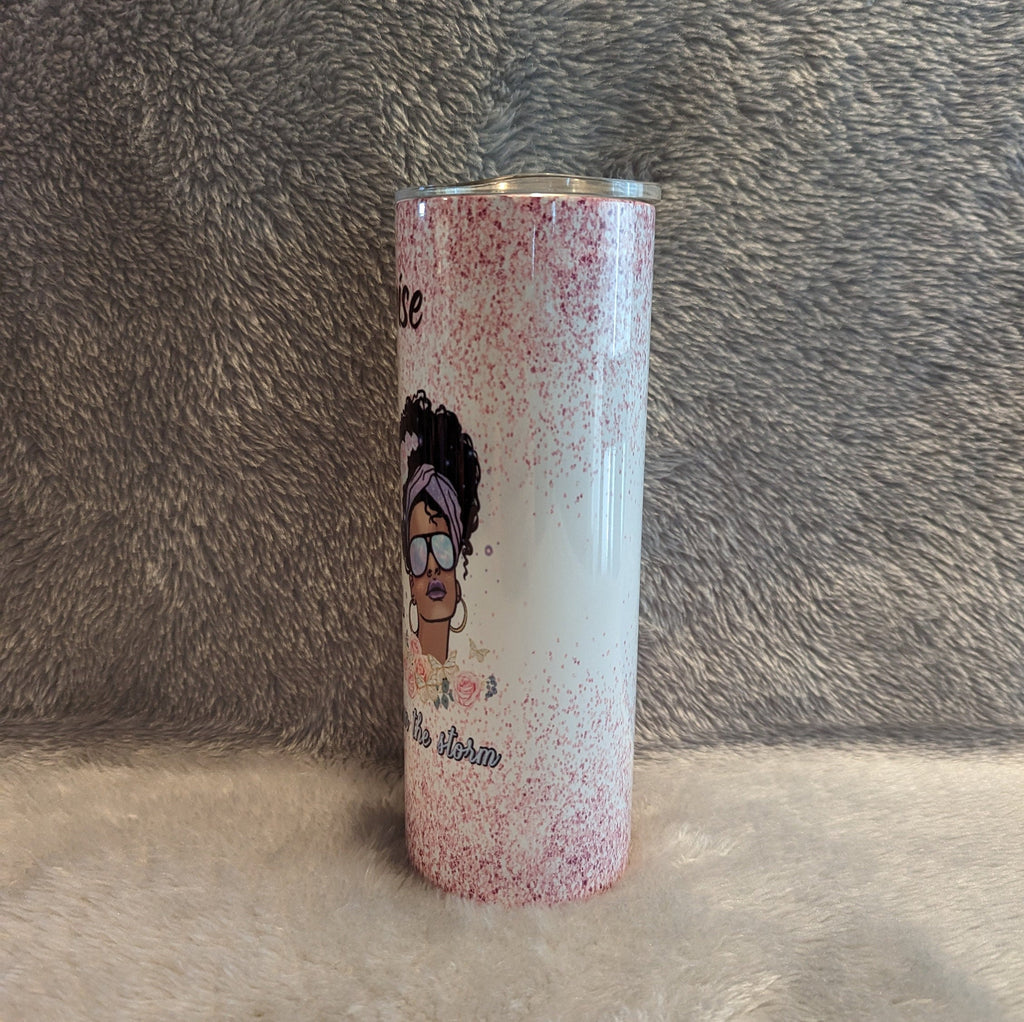She Is Beautiful Tumbler With Beautiful Words, Empowering Inspirational Woman Tumbler, Stronger Than The Storm, Can Be Personalized