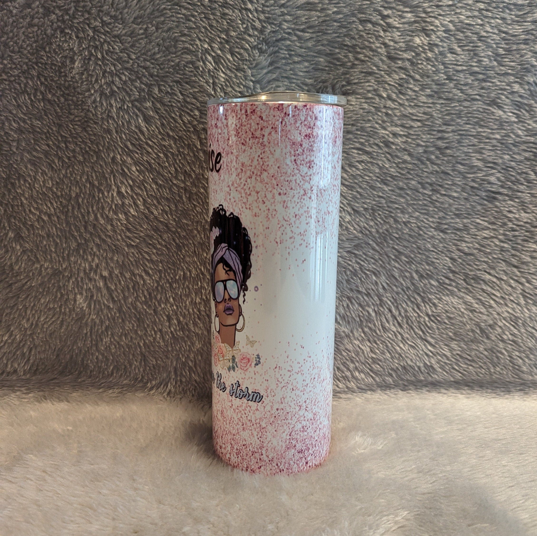 She Is Beautiful Tumbler With Beautiful Words, Empowering Inspirational Woman Tumbler, Stronger Than The Storm, Can Be Personalized