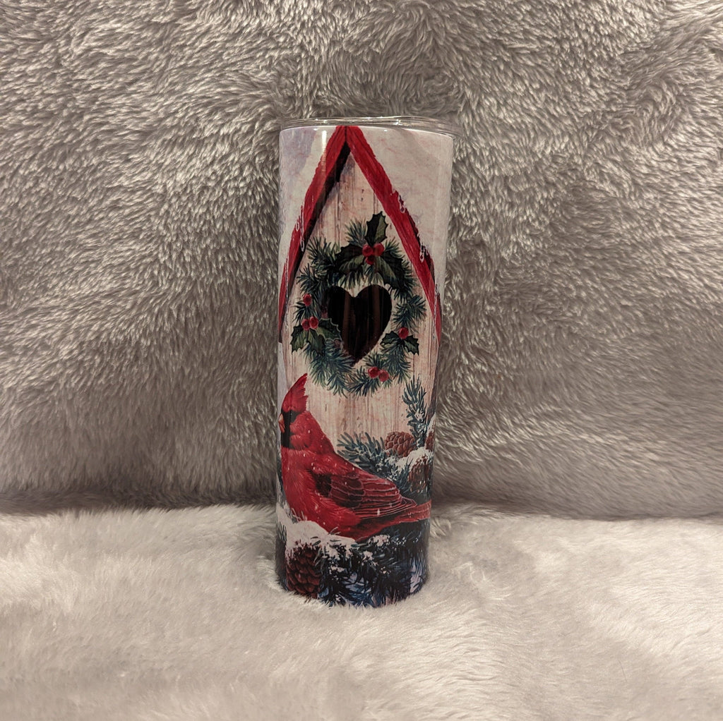 Winter Wonderland Cardinals in the Snow Tumbler 20oz With Reusable Straw, Can Be Personalized