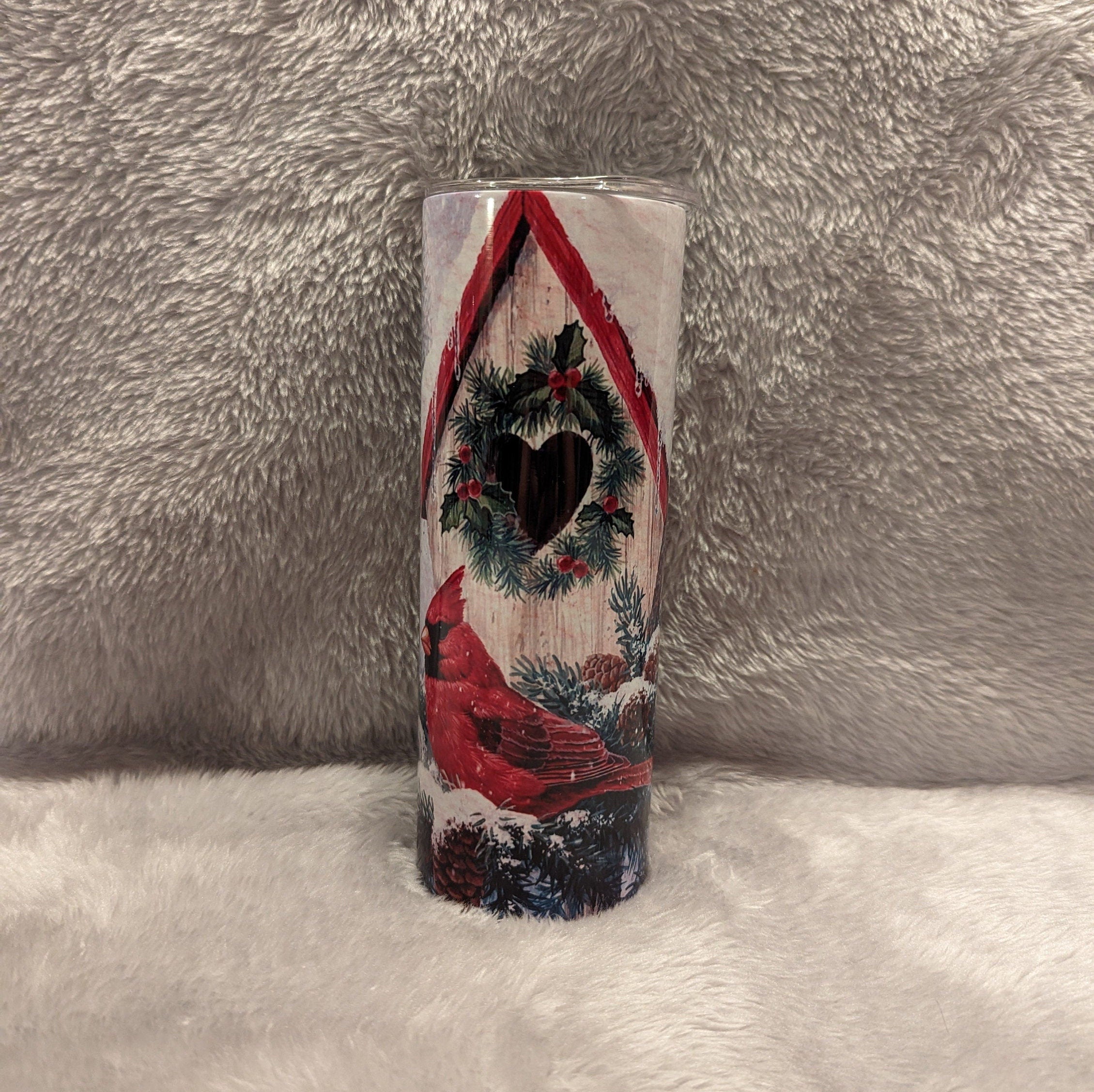 Winter Wonderland Cardinals in the Snow Tumbler 20oz With Reusable Straw, Can Be Personalized