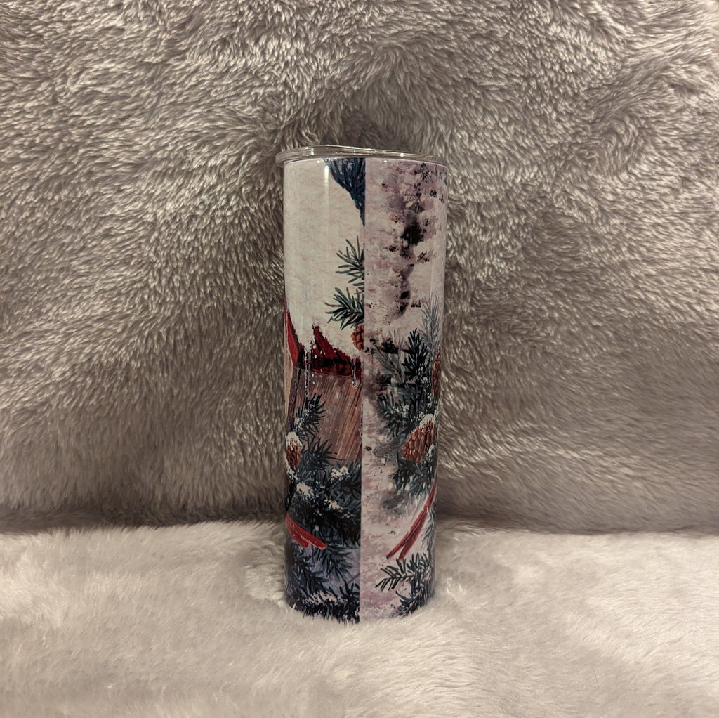 Winter Wonderland Cardinals in the Snow Tumbler 20oz With Reusable Straw, Can Be Personalized