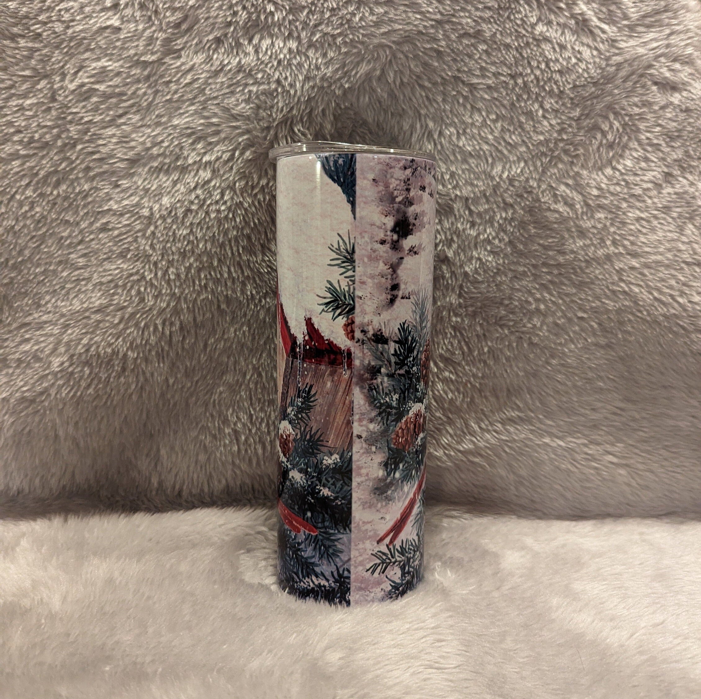 Winter Wonderland Cardinals in the Snow Tumbler 20oz With Reusable Straw, Can Be Personalized