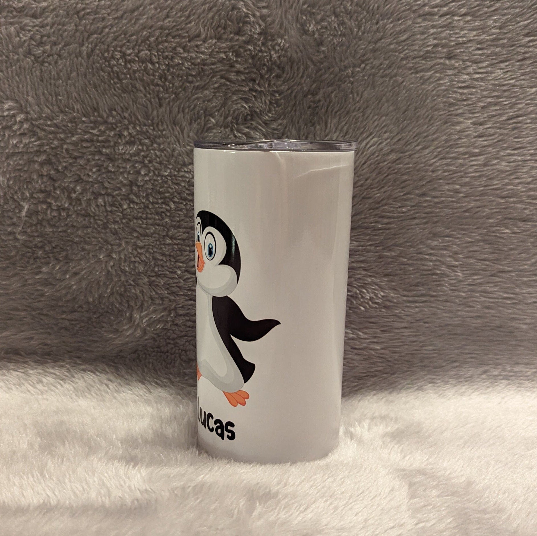 Kids Penguin Tumbler Can Be Personalized, Penguin Cup With Name, Personalized Kids Tumbler, 15oz Insulated Tumbler With Reusable Straw