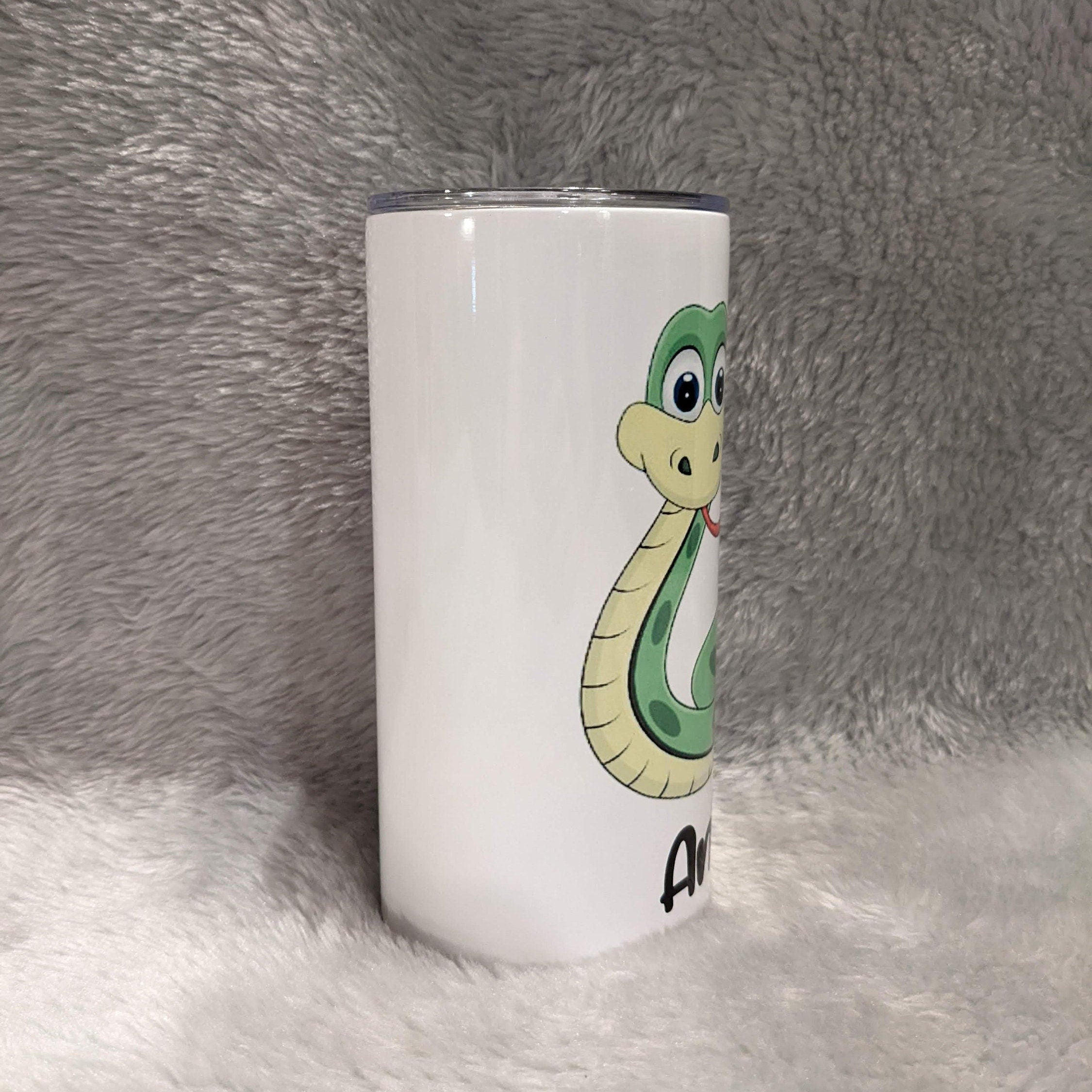 Kids Cartoon Snake Tumbler Personalized, Snake Cup With Name, Kids Personalized Tumbler, Snake Gift, 15oz Tumbler With Reusable Straw