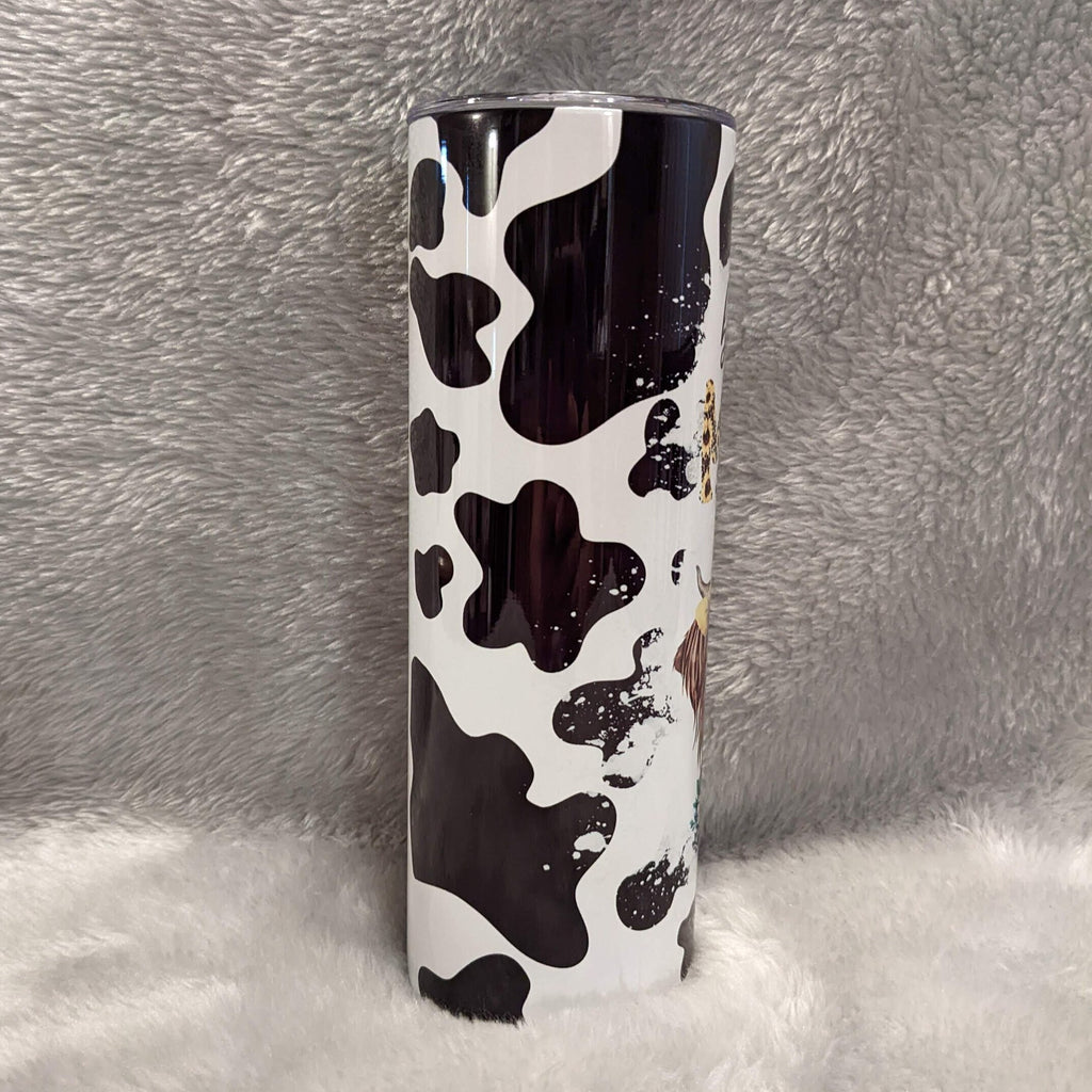 Blessed Mom Cow Tumbler  20oz With Reusable Straw
