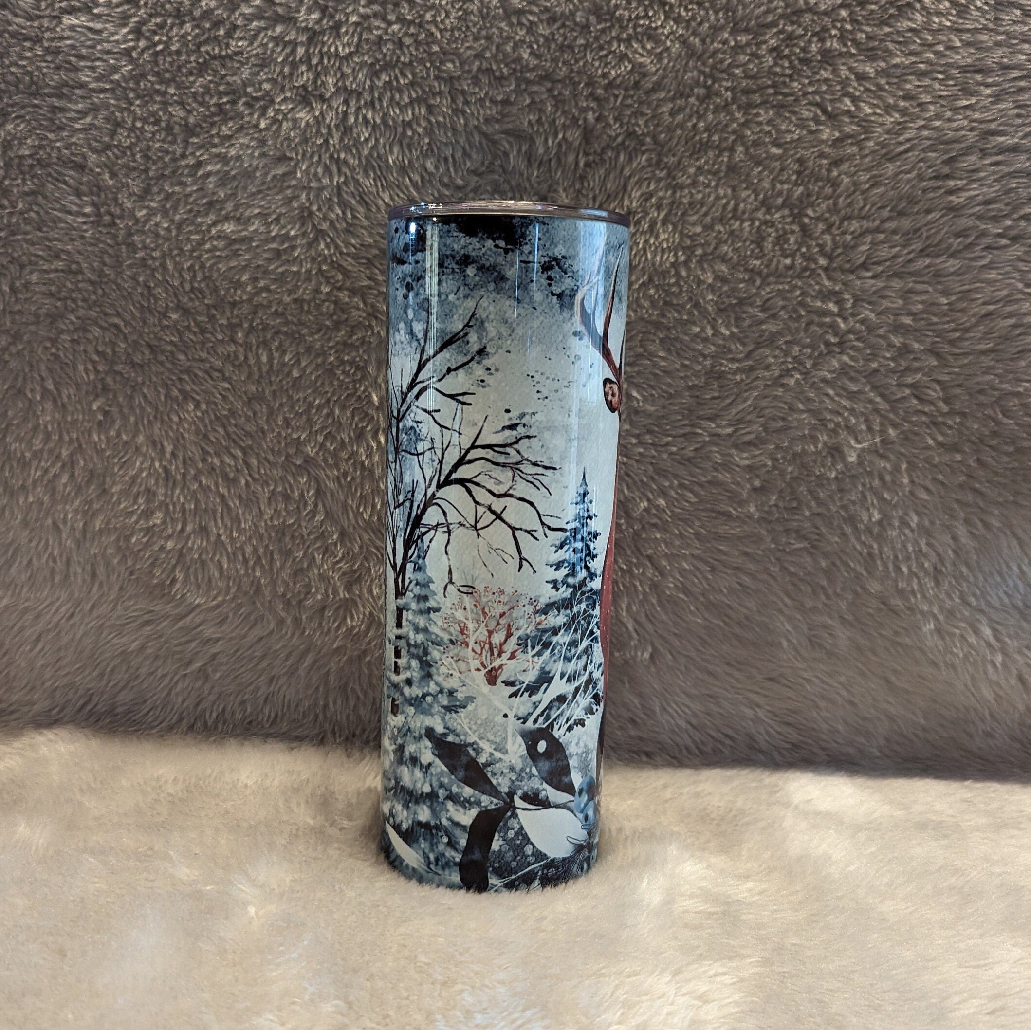 Beautiful Deer In The Snow Tumbler, Deer Cup, Deer Tumbler, Winter Deer Cup, Personalized Tumbler, Deer Cup With Name, Gift For Nature Lover