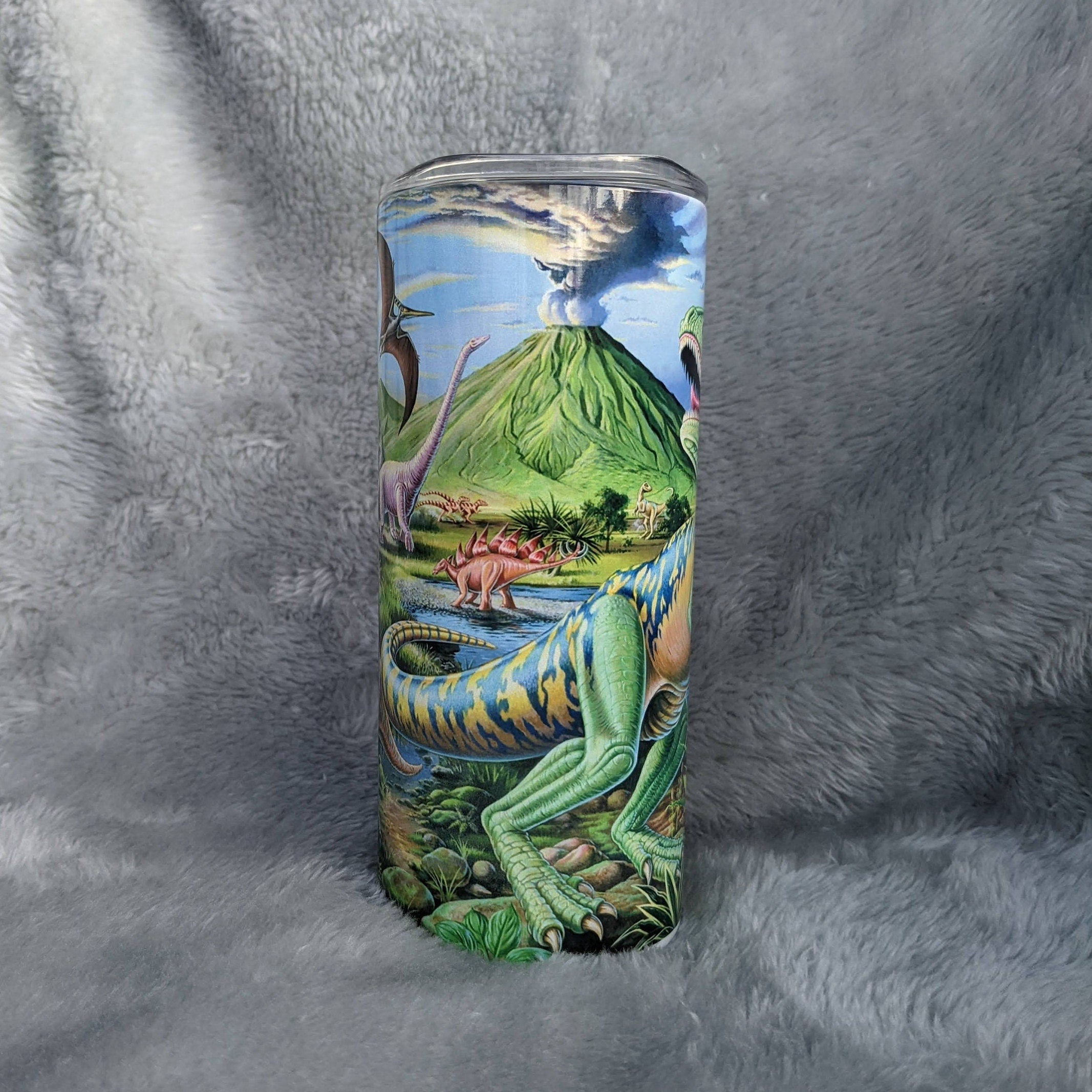 Kids Dinosaur Tumbler With Reusable Plastic Straw, Dinosaur Tumbler, Dinosaur Theme, Kids Personalized Tumbler, 15oz tumbler, Insulated Cup