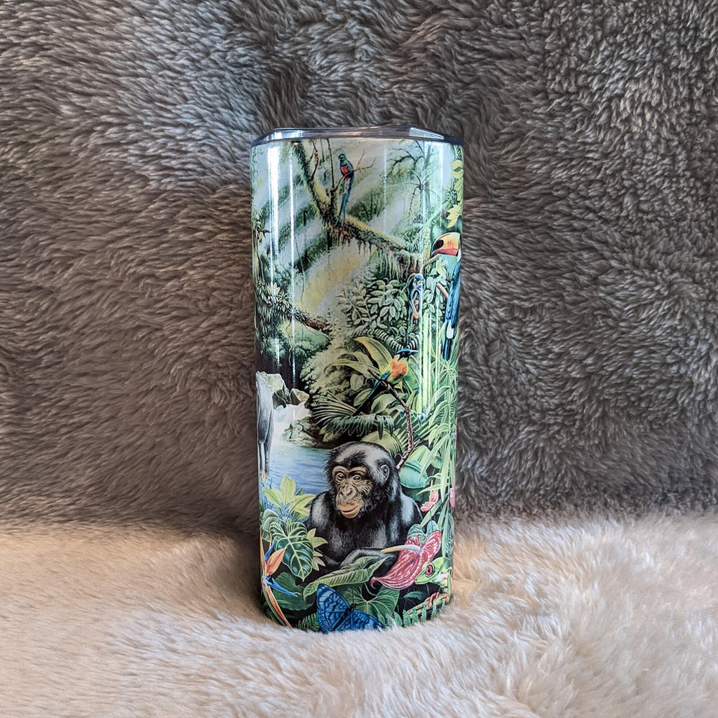 Kids Elephant Jungle Tumbler 15oz With Reusable Straw, Can Be Personalized