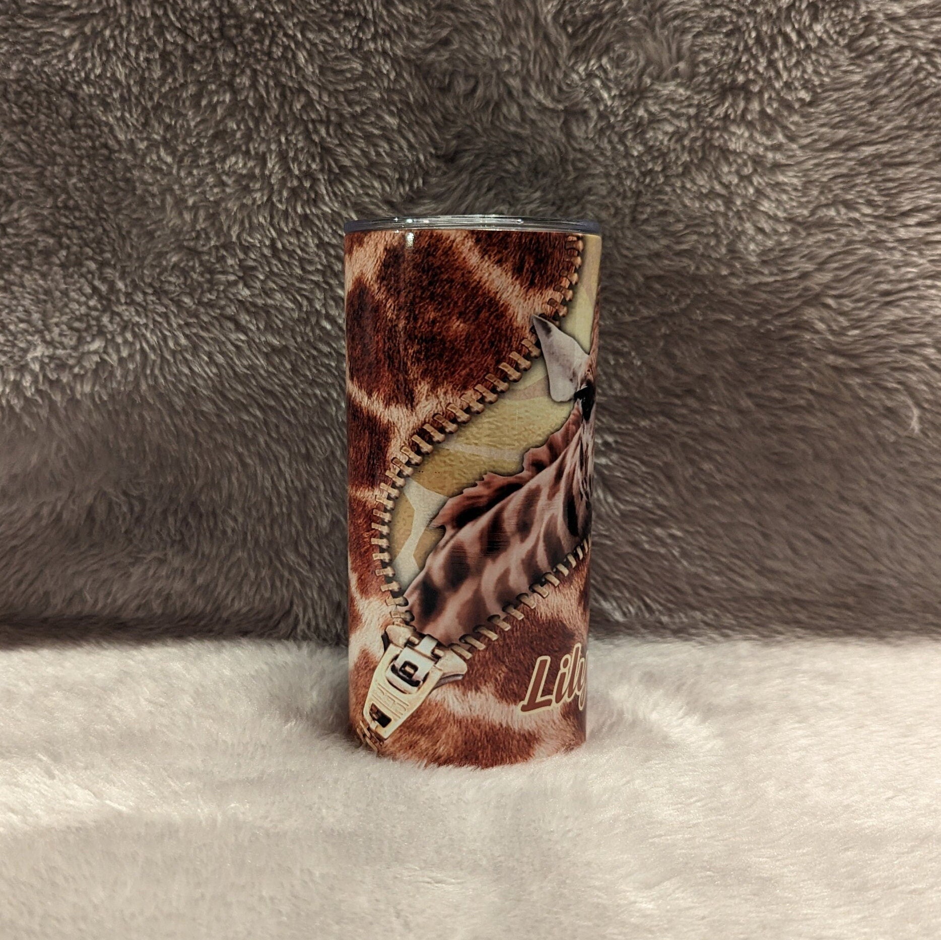 Kids Giraffe Tumbler 15oz With Reusable Straw, Can Be Personalized