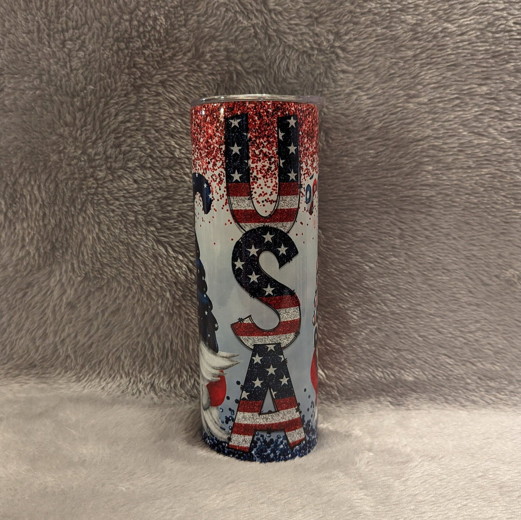 Beautiful Patriotic Gnome Tumbler, Gnome Tumbler Cup, Gnome Lovers Tumbler, Patriotic Gift, USA Tumbler, Fourth Of July Gift