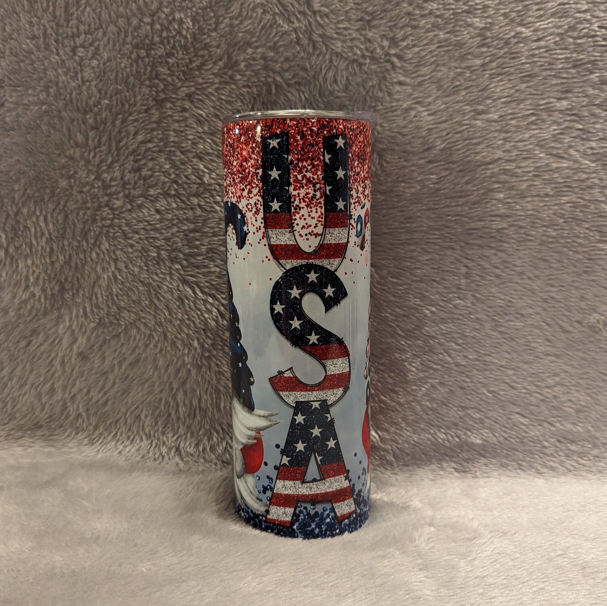 Beautiful Patriotic Gnome Tumbler, Gnome Tumbler Cup, Gnome Lovers Tumbler, Patriotic Gift, USA Tumbler, Fourth Of July Gift