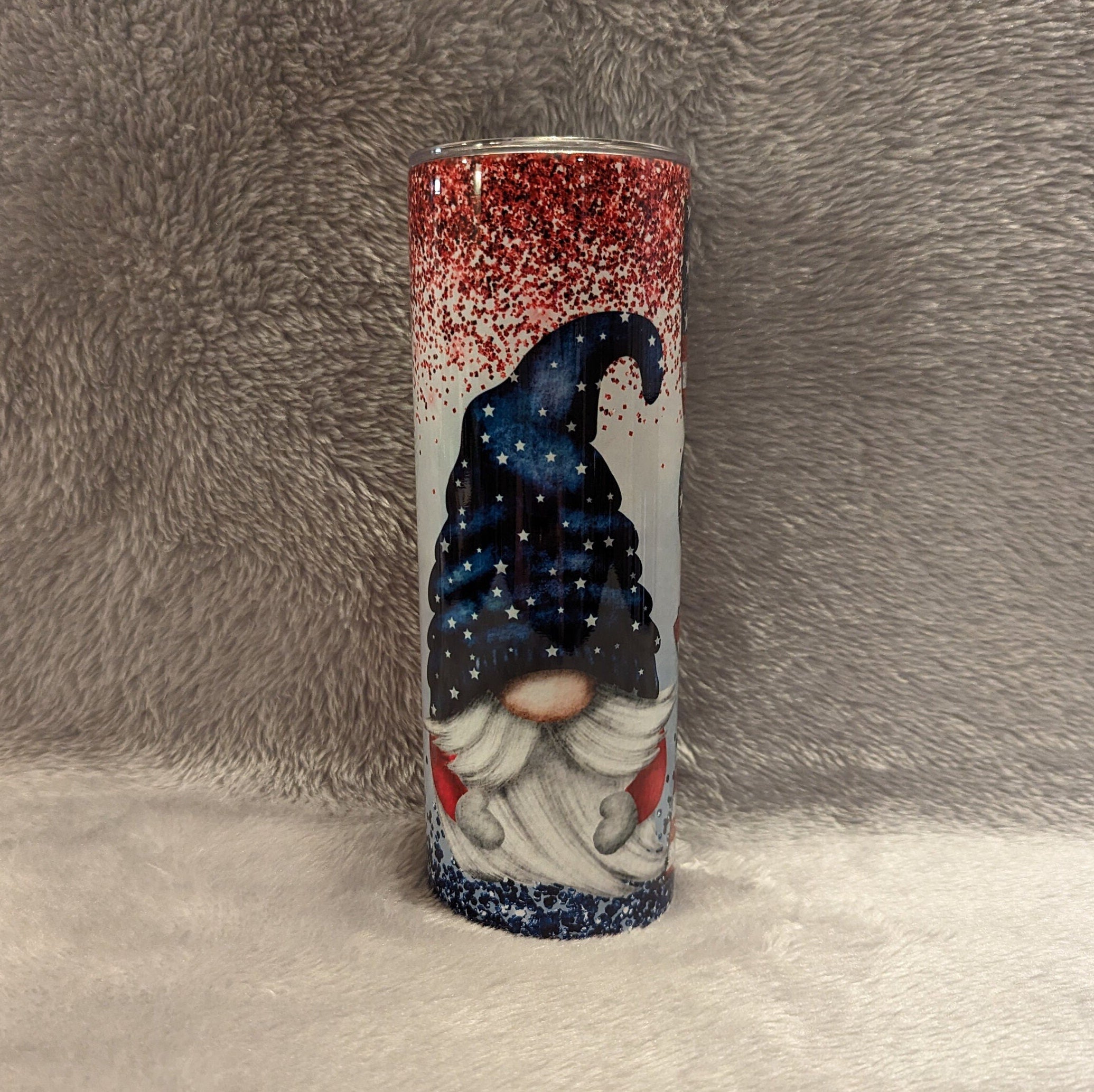 Beautiful Patriotic Gnome Tumbler, Gnome Tumbler Cup, Gnome Lovers Tumbler, Patriotic Gift, USA Tumbler, Fourth Of July Gift