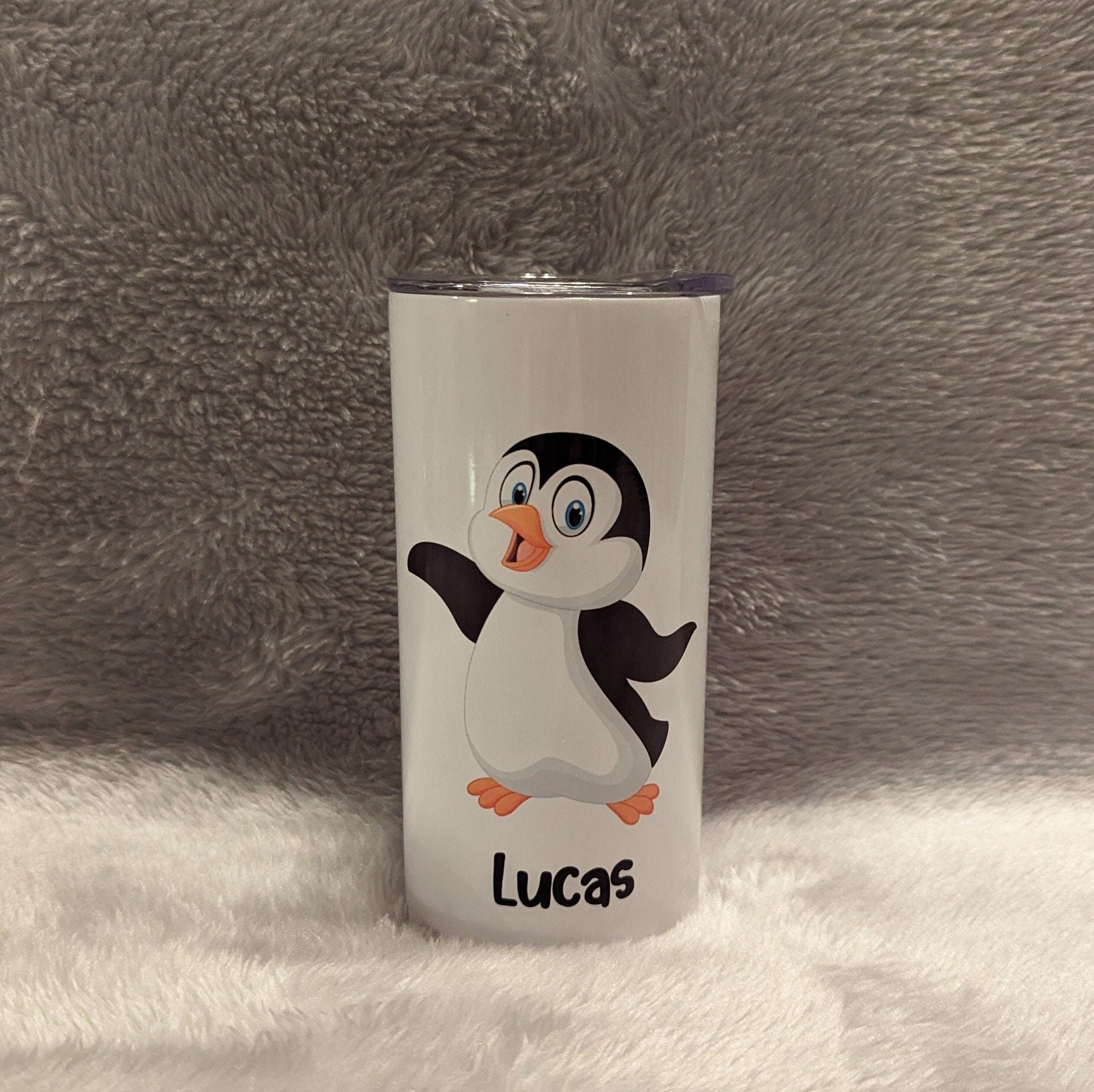 Kids Penguin Tumbler Can Be Personalized, Penguin Cup With Name, Personalized Kids Tumbler, 15oz Insulated Tumbler With Reusable Straw