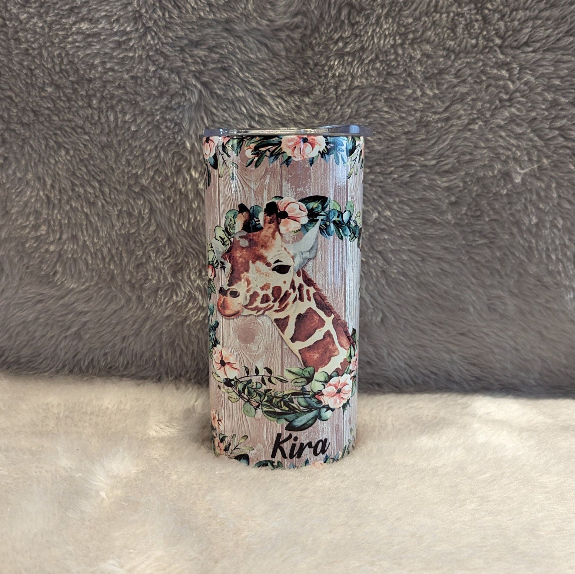 Kids Giraffe Tumbler With Reusable Straw, Giraffe Tumbler, Kids Personalized Tumbler, Personalized Tumbler Kids, Kids Cup With Name