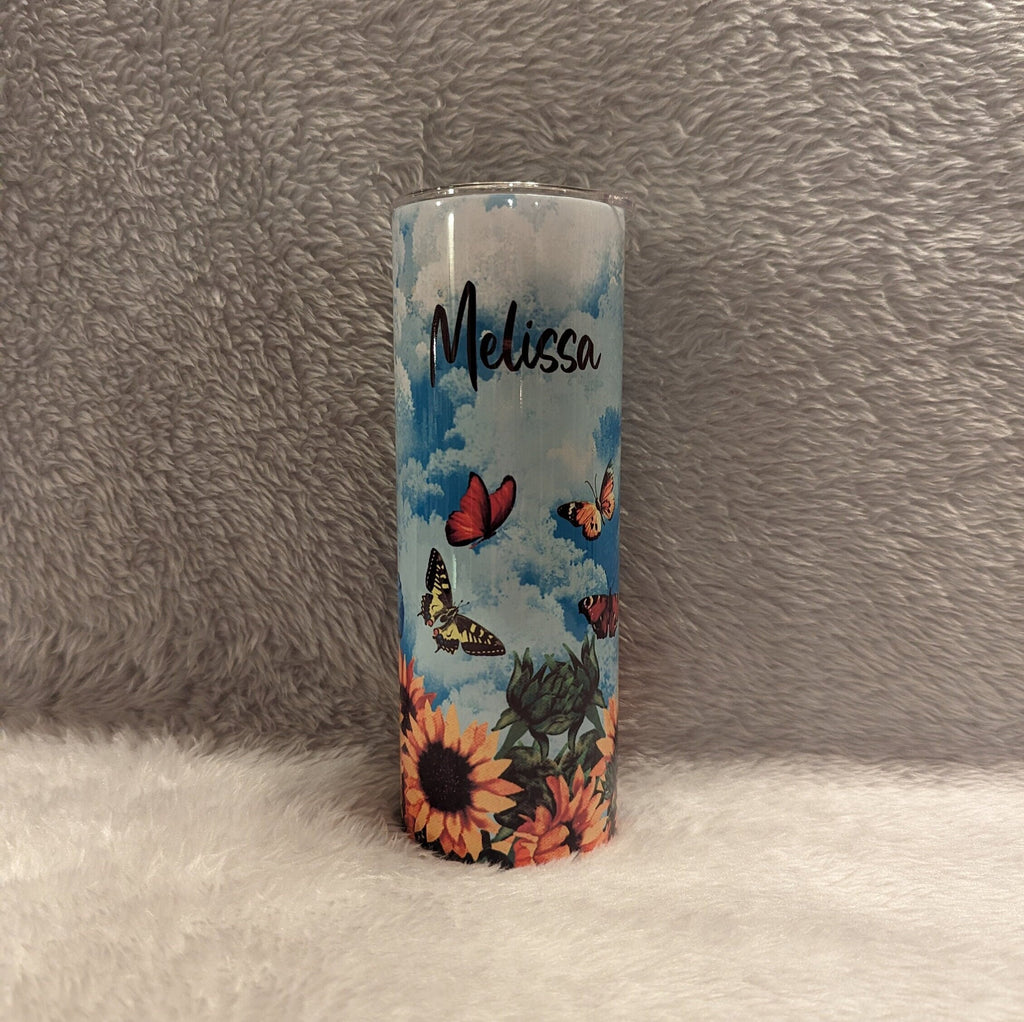 Butterfly Tumbler Can Be Personalized, Butterfly Cup With Name, Personalized Tumbler, Insulated Stainless Steel Tumbler With Straw