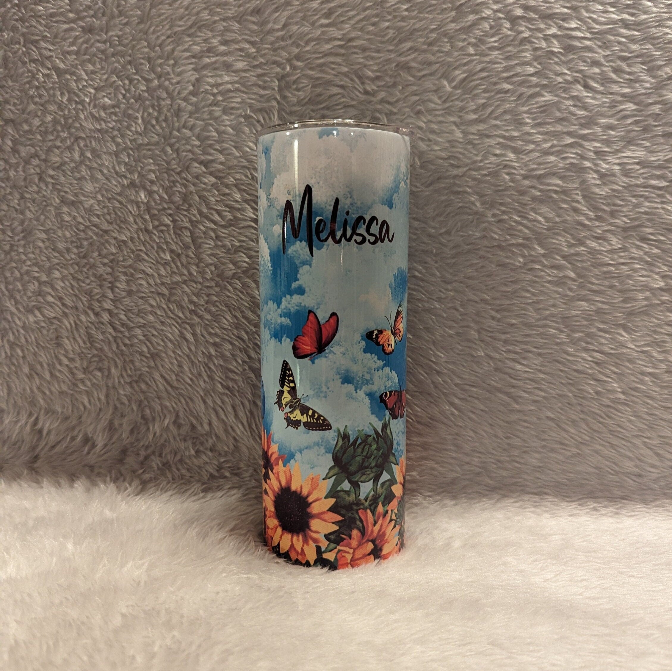 Butterfly Tumbler Can Be Personalized, Butterfly Cup With Name, Personalized Tumbler, Insulated Stainless Steel Tumbler With Straw
