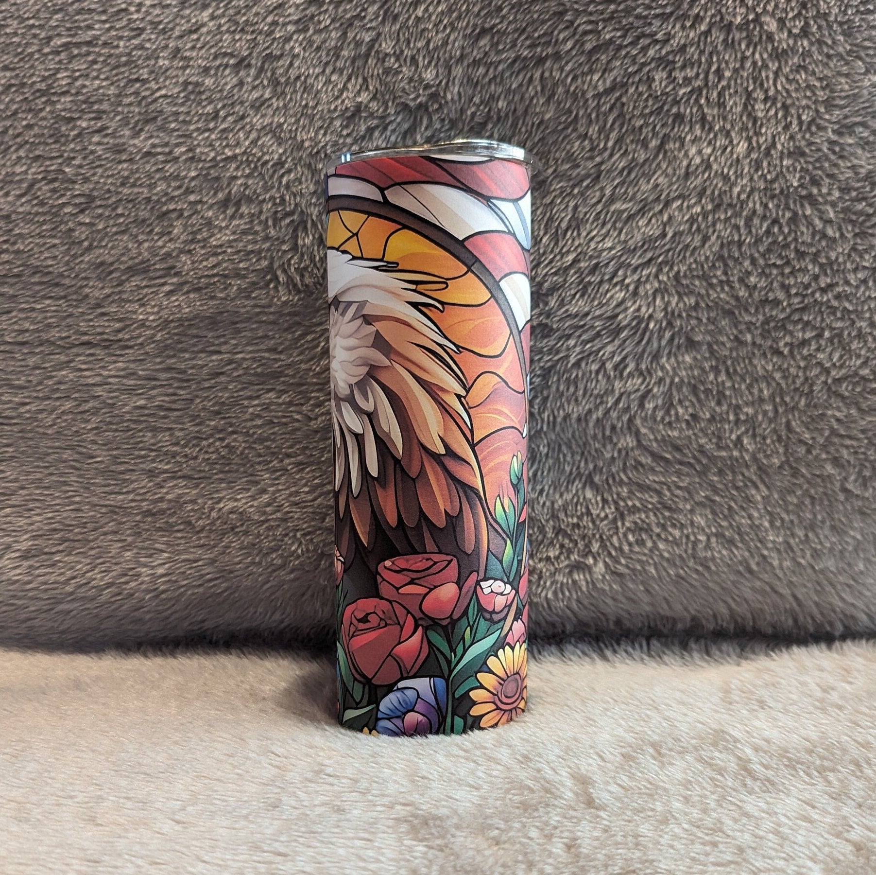 Beautiful Patriotic Eagle Tumbler With A Stained Glass Design, Eagle Cup, Patriotic Eagle Cup, Great Gift For Eagle Lover