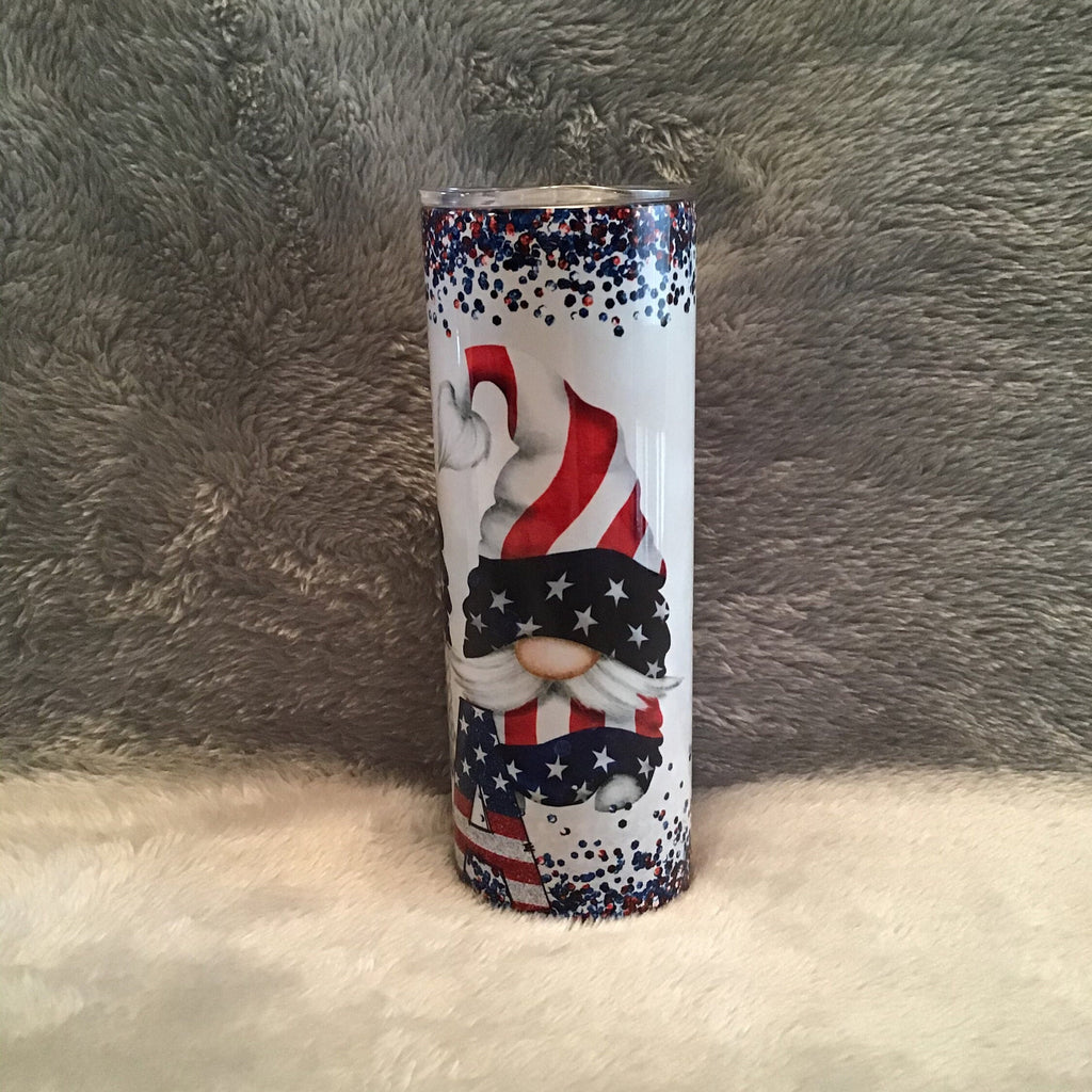 Patriotic Gnome Tumbler Can Be Personalized, Includes Reusable Straw, Gnome Cup With Name, Hot Or Cold Drinks For Home Work Or On The Go