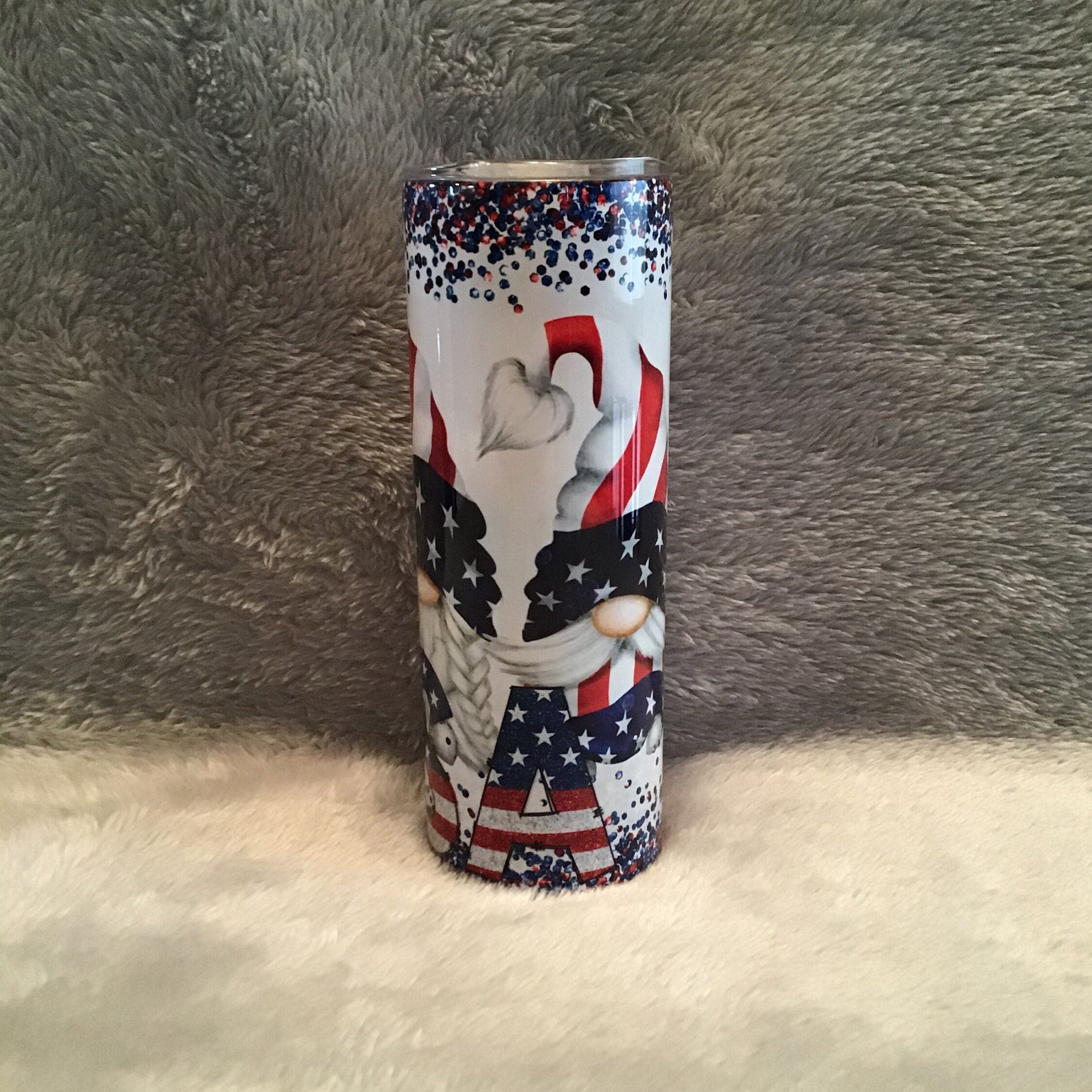 Patriotic Gnome Tumbler Can Be Personalized, Includes Reusable Straw, Gnome Cup With Name, Hot Or Cold Drinks For Home Work Or On The Go