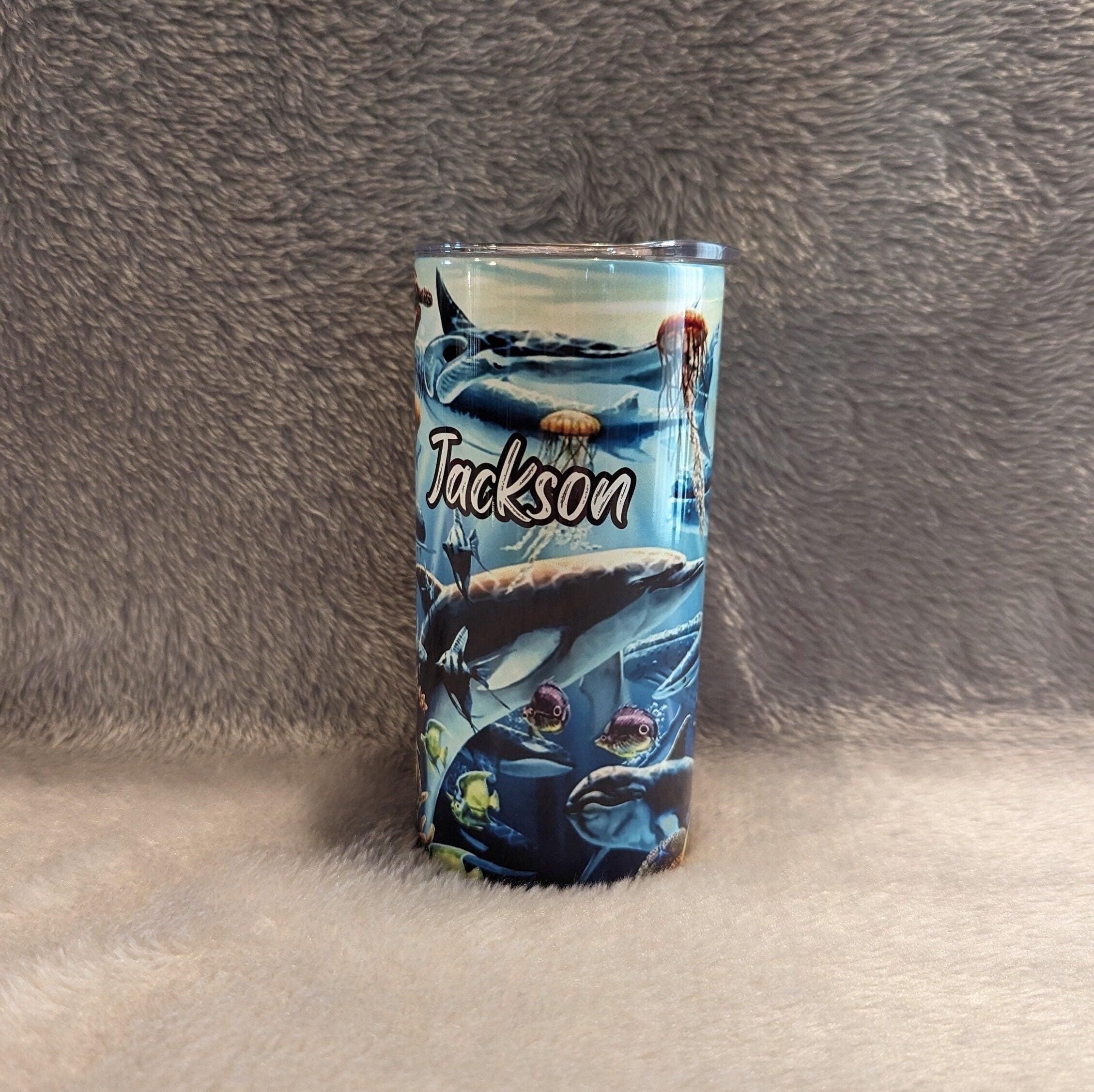 Colorful Kids Tumbler with Dolphins Sea Turtles Sharks, and More, Fun Drinkware for Little Explorers! Dolphin Cup With Name