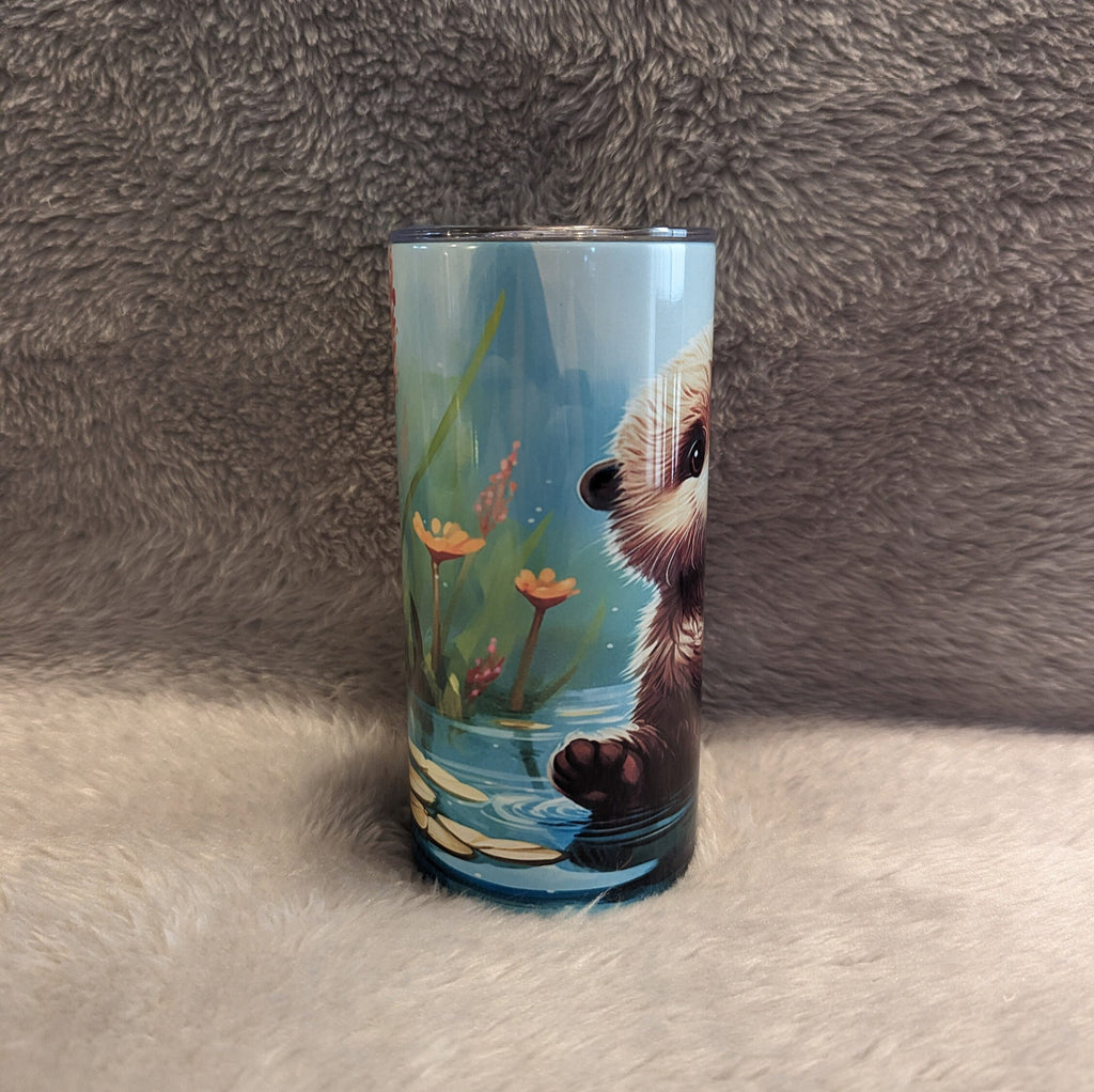 Cute Otter Tumbler With Straw, Insulated  Otter Tumbler For Kids That Can Be Personalized, Otter Cup For Kids With Reusable Plastic Straw