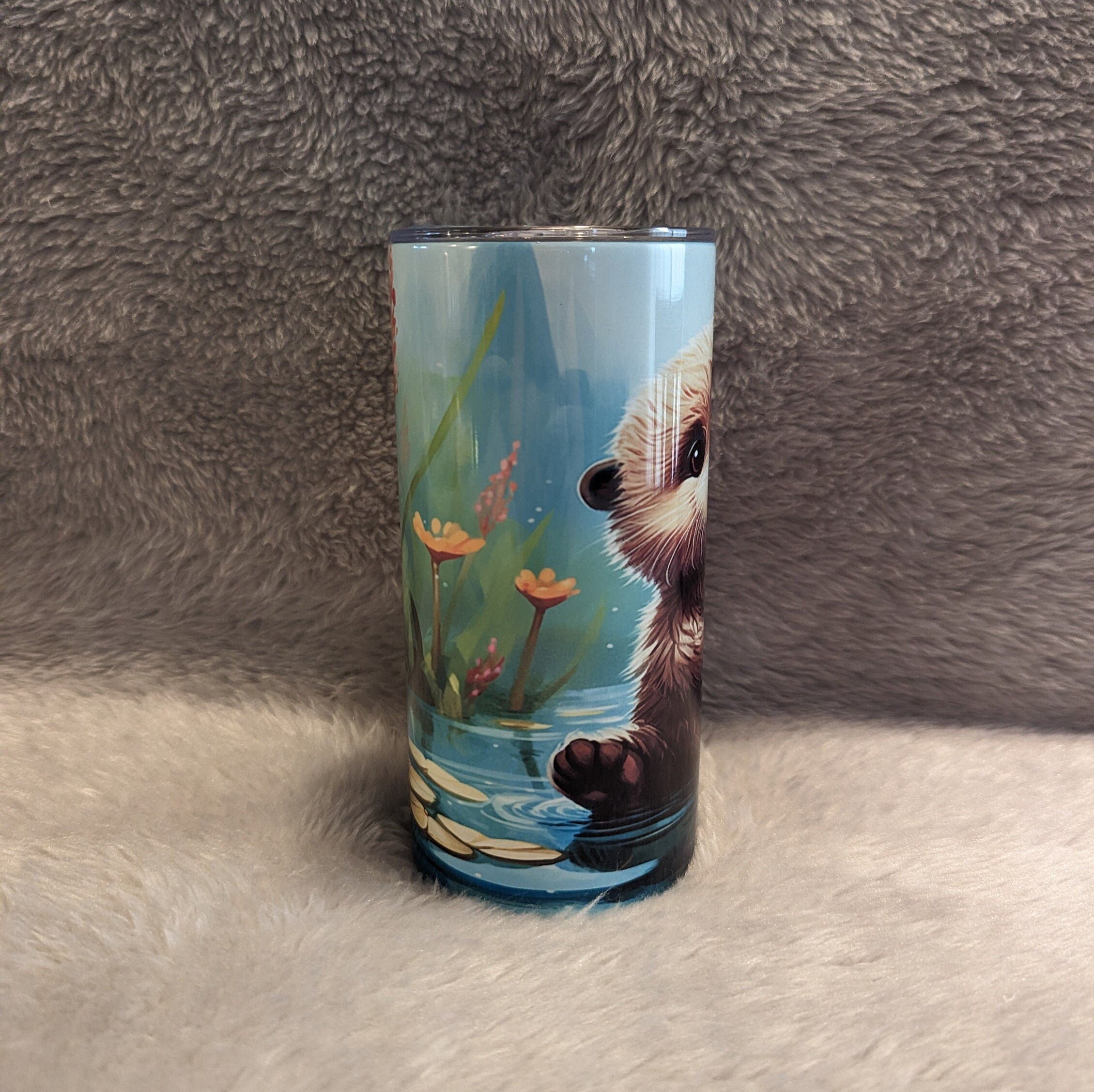 Cute Otter Tumbler With Straw, Insulated  Otter Tumbler For Kids That Can Be Personalized, Otter Cup For Kids With Reusable Plastic Straw