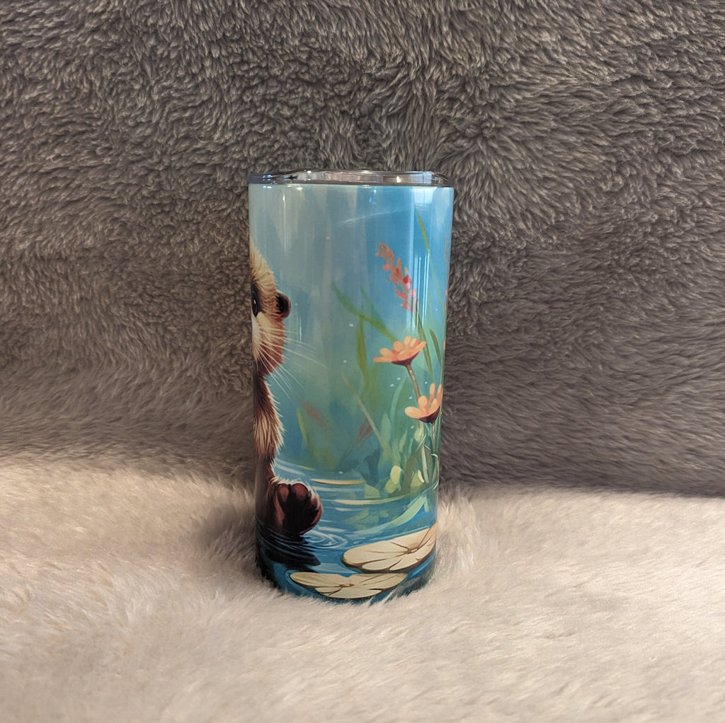 Cute Otter Tumbler With Straw, Insulated  Otter Tumbler For Kids That Can Be Personalized, Otter Cup For Kids With Reusable Plastic Straw