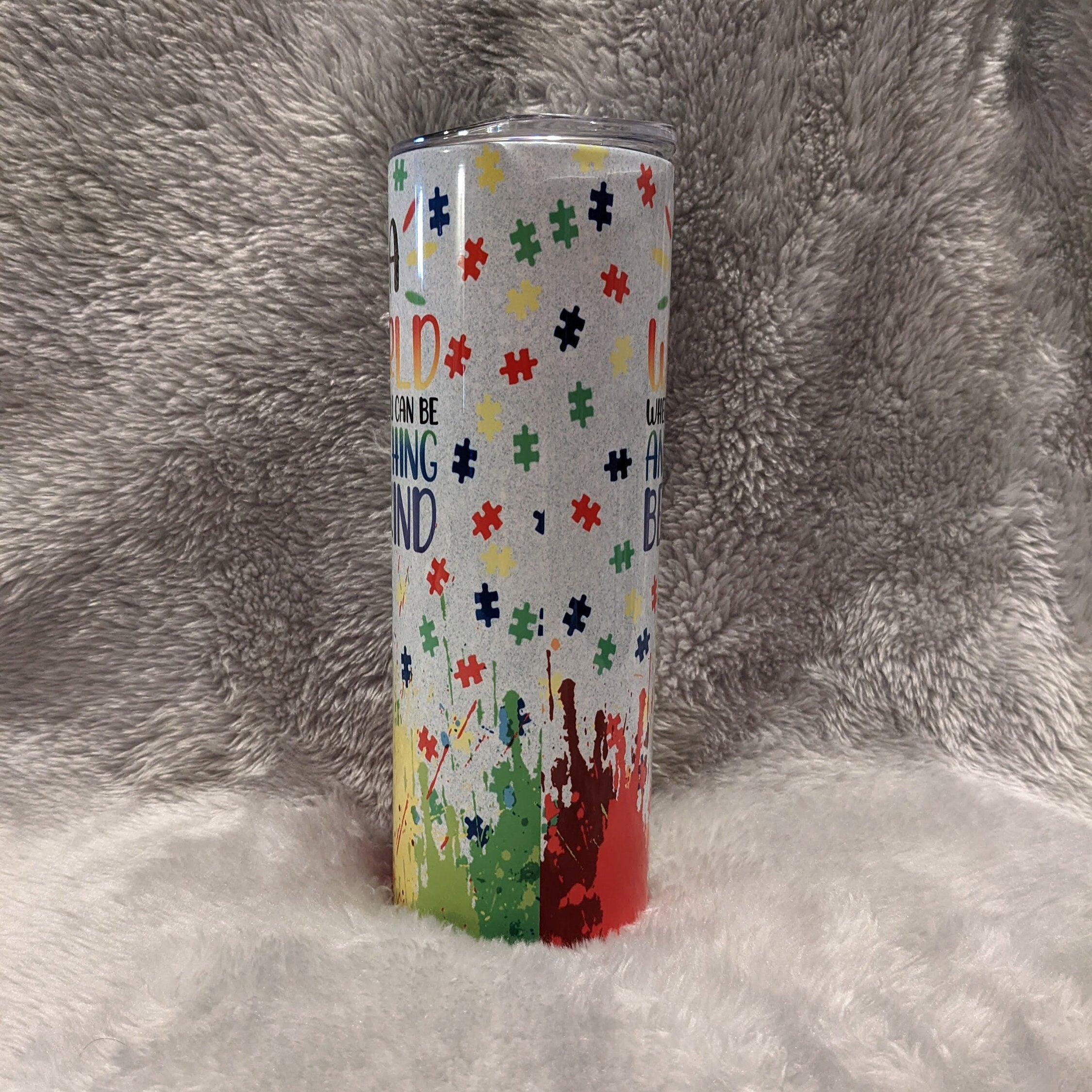 Autism Tumbler 20oz With Reusable Straw