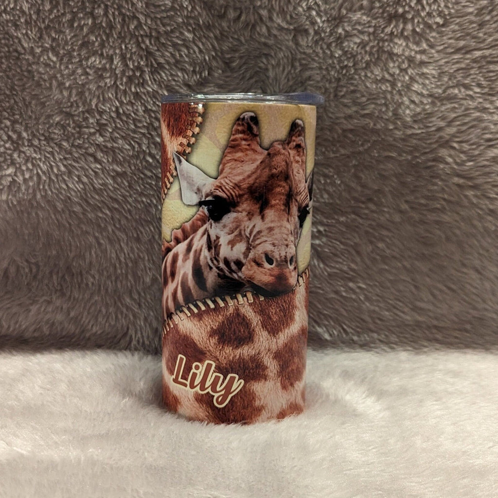 Kids Giraffe Tumbler 15oz With Reusable Straw, Can Be Personalized
