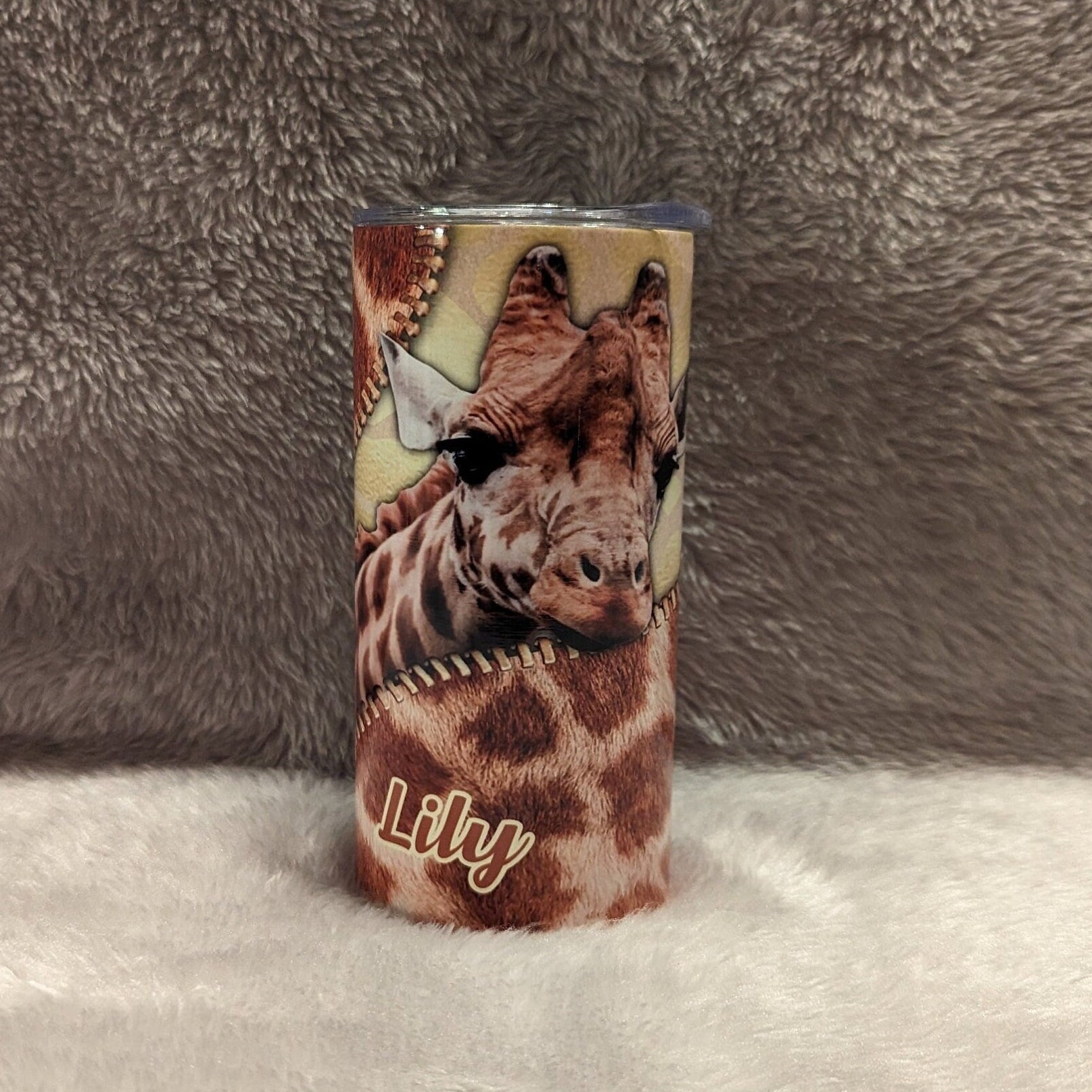 Kids Giraffe Tumbler 15oz With Reusable Straw, Can Be Personalized