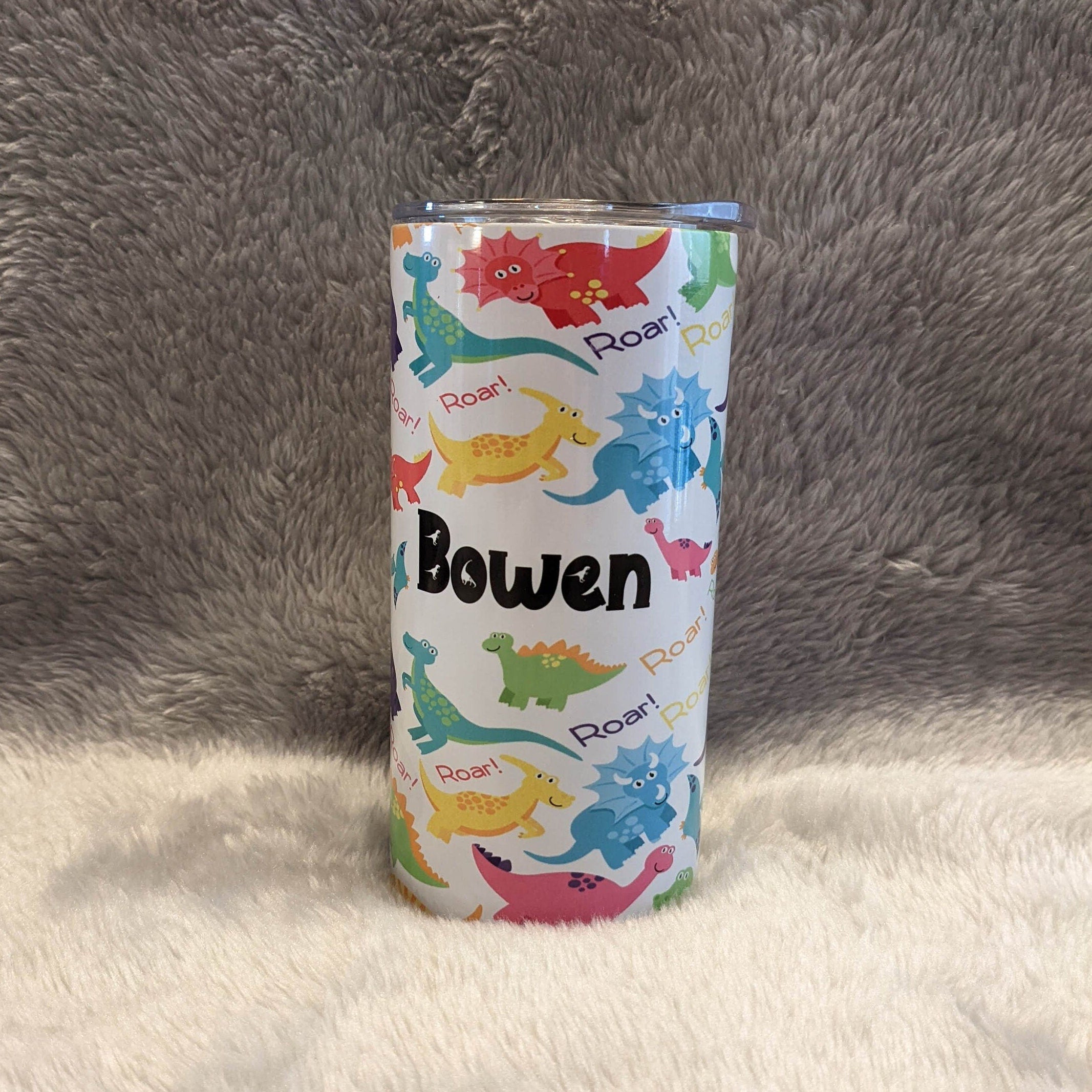 Kids Colorful Dinosaur Tumbler 15oz With Reusable Straw, Can Be Personalized