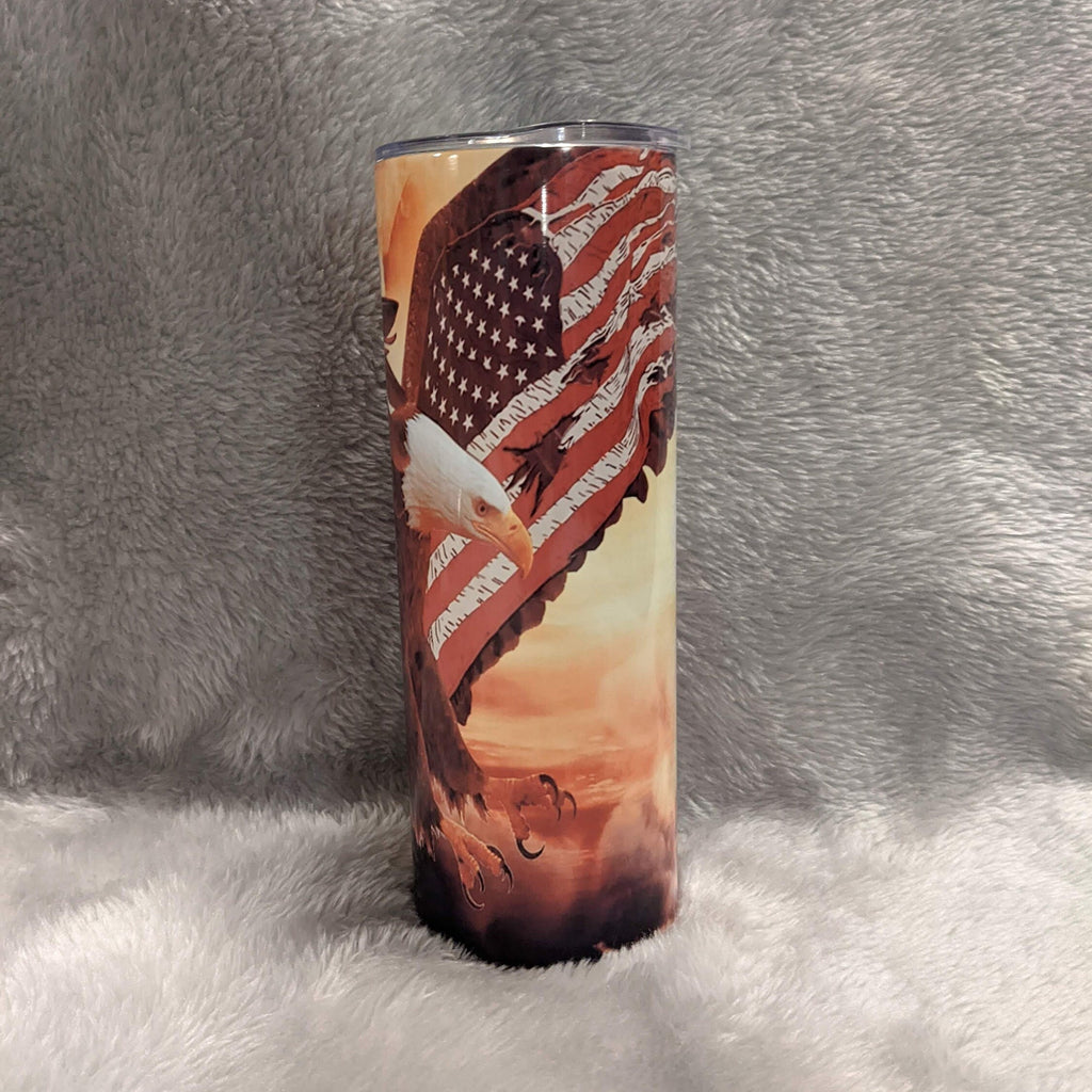 Beautiful Eagle Tumbler With Eagle and Flag, Eagle Tumbler With Straw, Wildlife Tumbler, Bald Eagle Tumbler, Gift For Him, Gift For Her