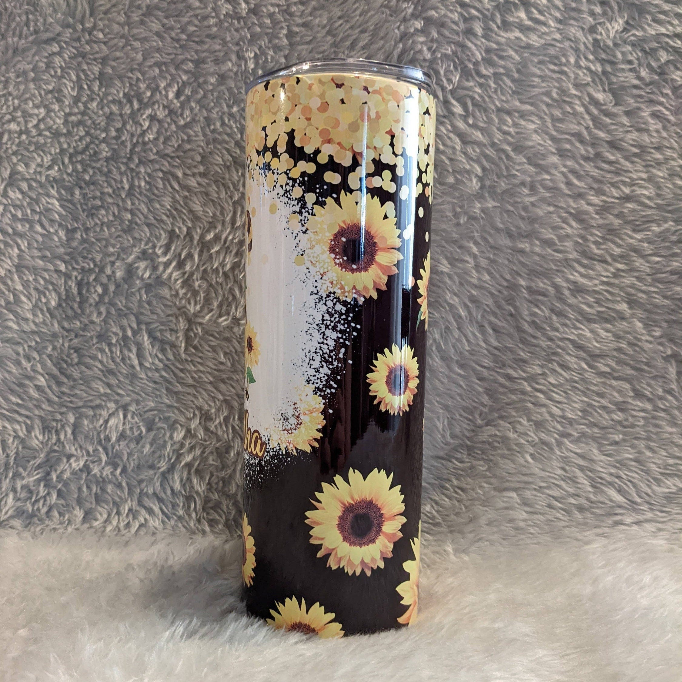 Sunflower Gnome  Tumbler 20oz With Reusable Straw, Can Be Personalized