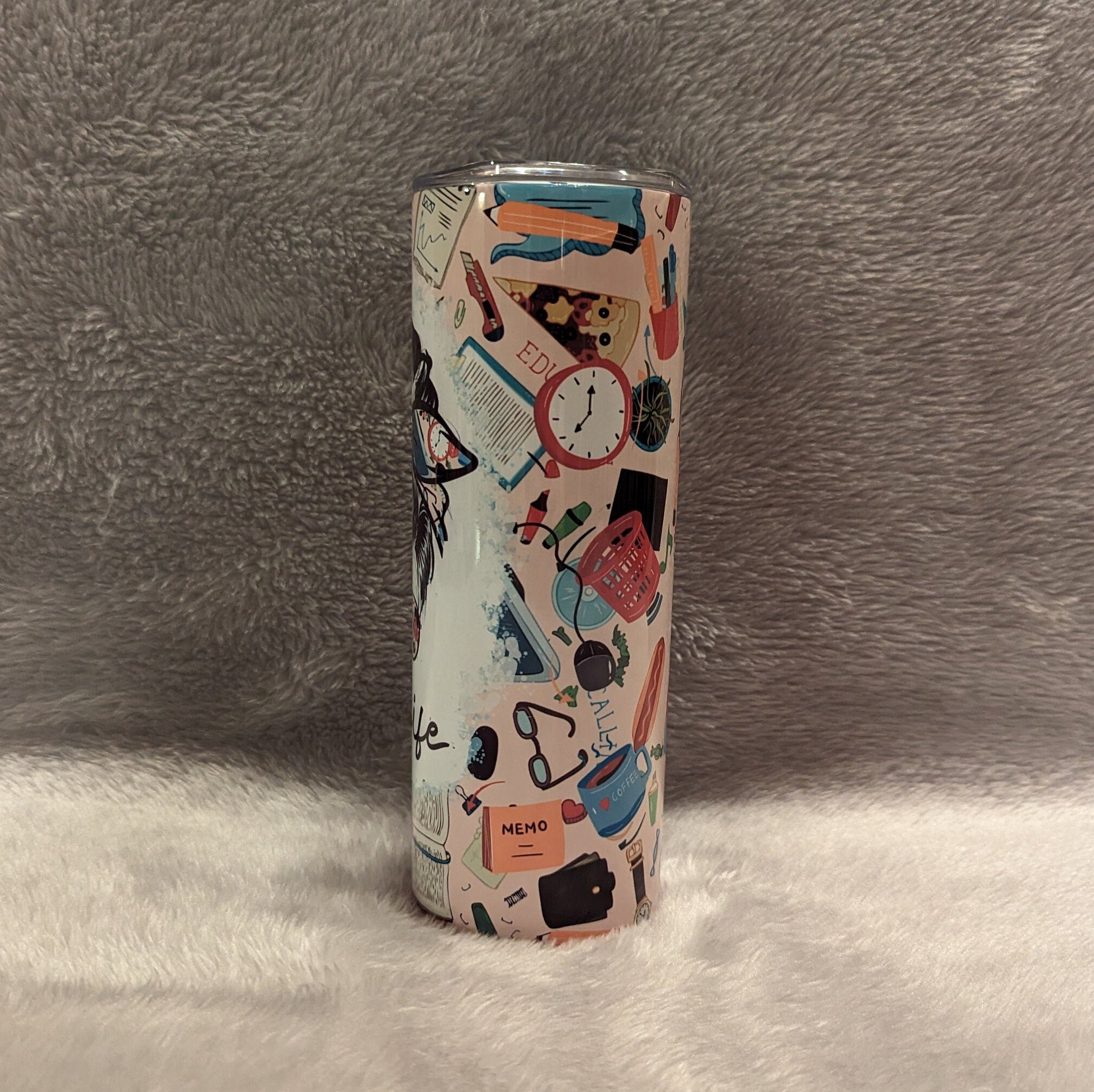 Office Life Tumbler 20oz With Reusable Straw, Can Be Personalized