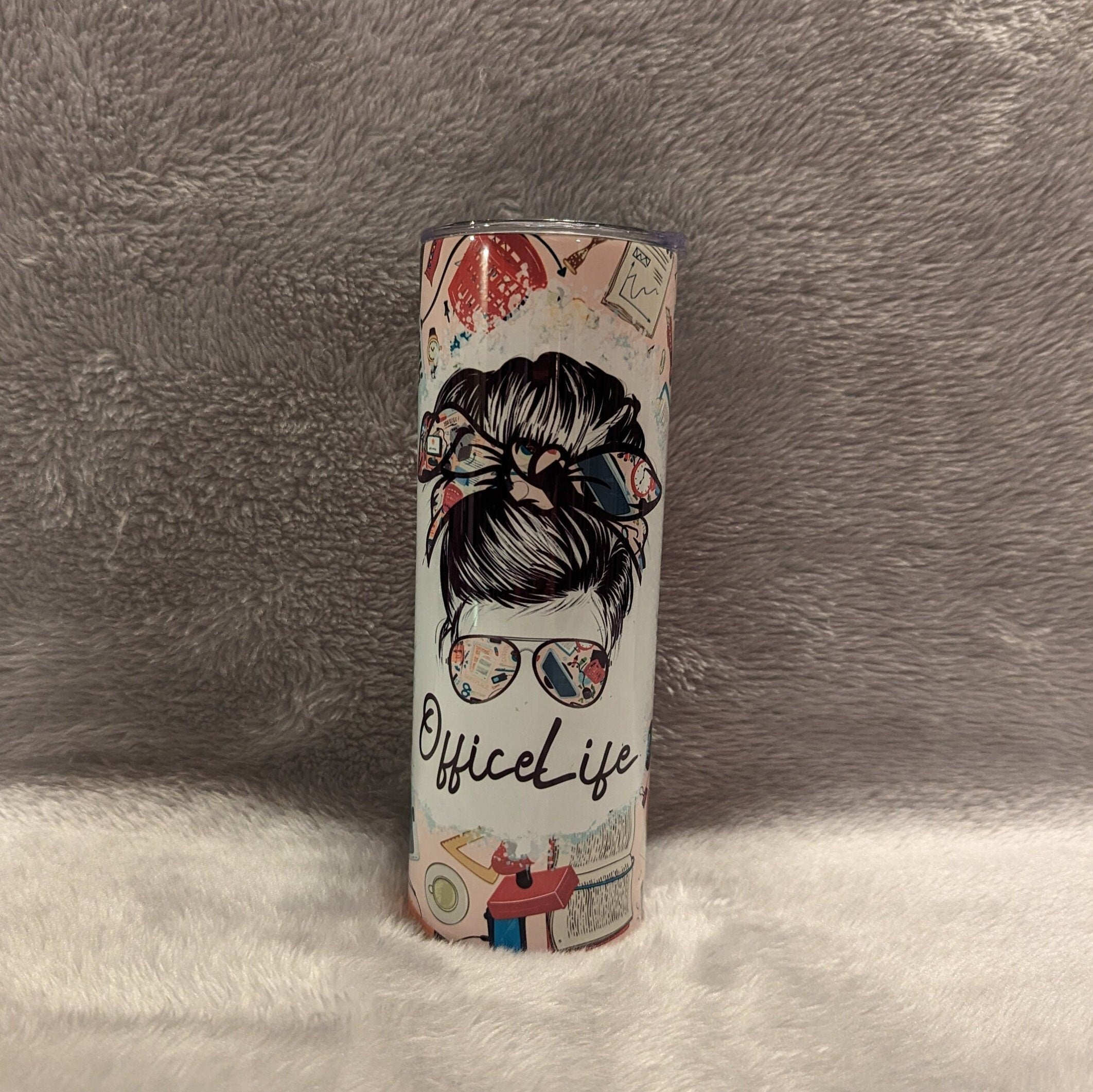 Office Life Tumbler 20oz With Reusable Straw, Can Be Personalized