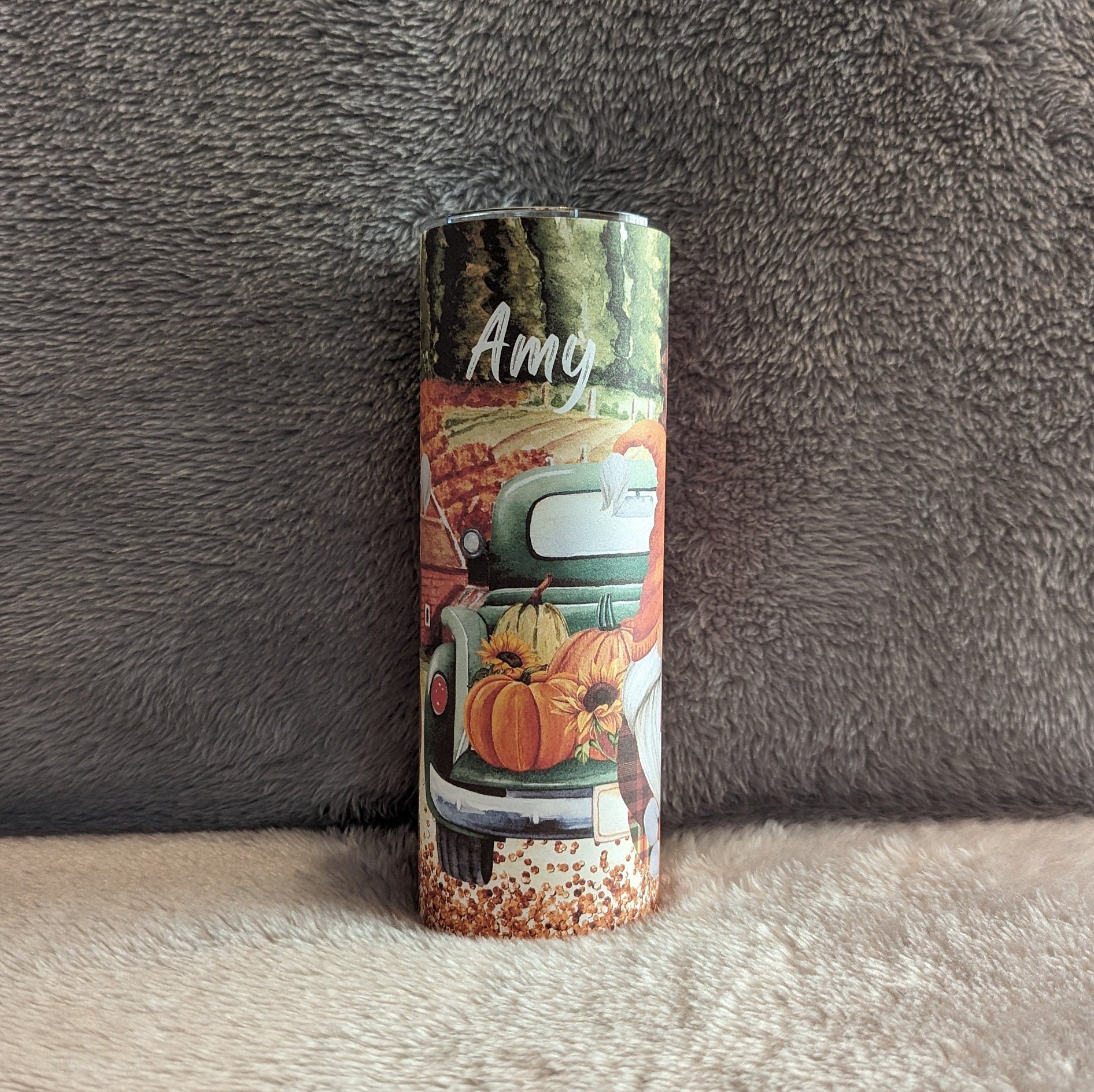 Fall Gnome Tumbler Personalized, Gnome Cup With Name, Gnome Gift, Fall Gift, 20oz Gnome Tumbler With A Reusable Straw, Fall Tumbler