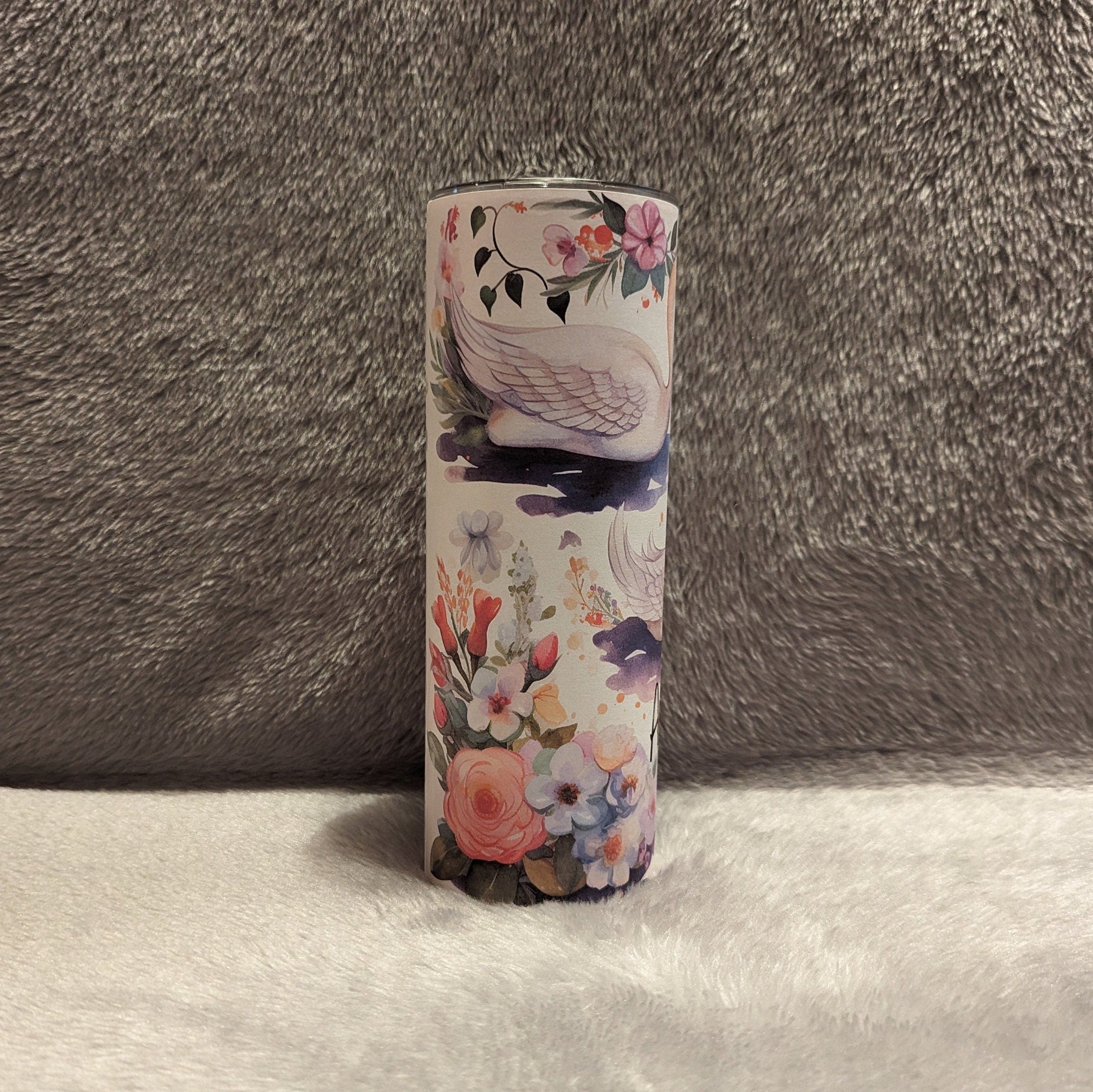 Swan Tumbler With Beautiful Swans, Colorful Swan Tumbler, Personalized Tumbler