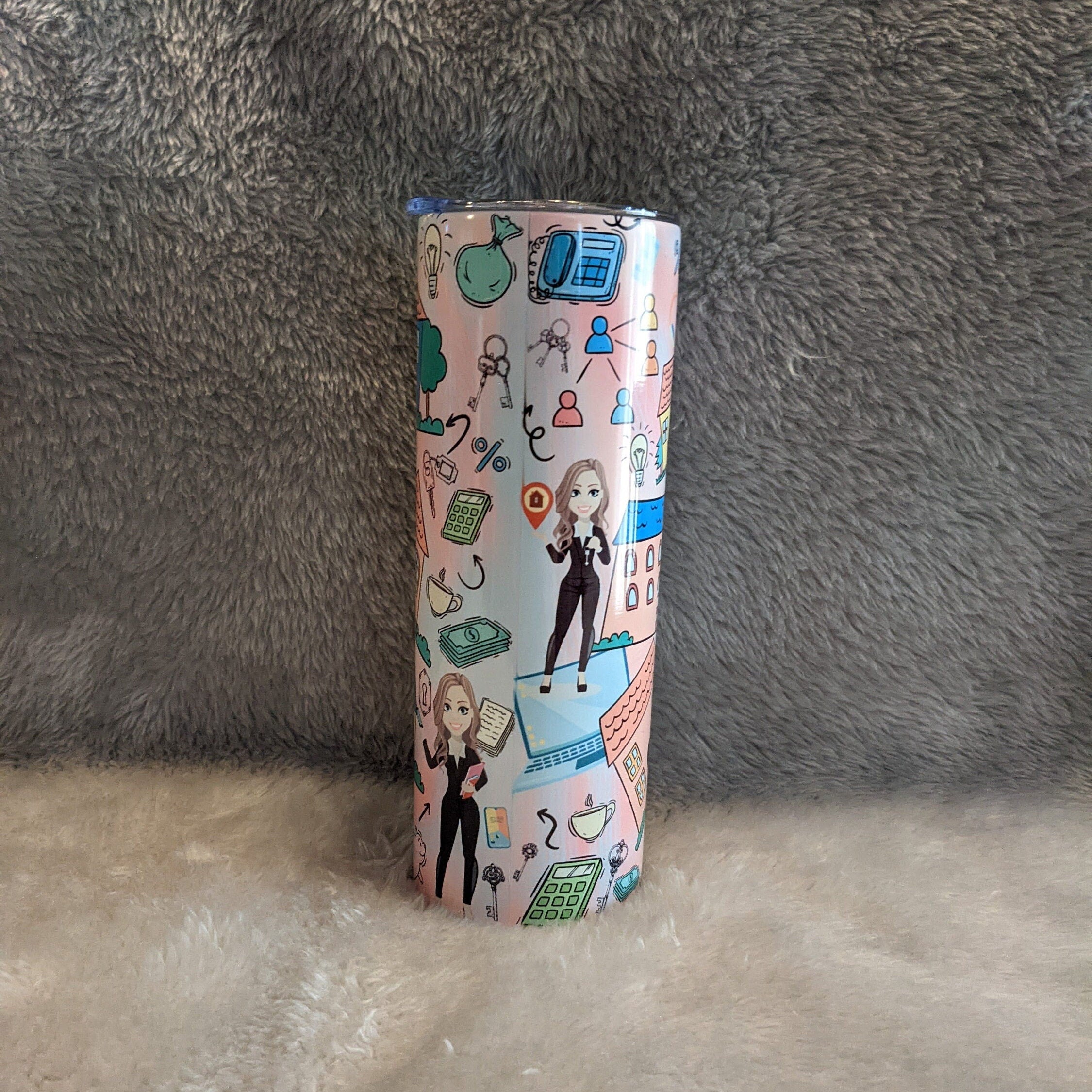 Realtor Life Tumbler 20oz With Reusable Straw, Can Be Personalized