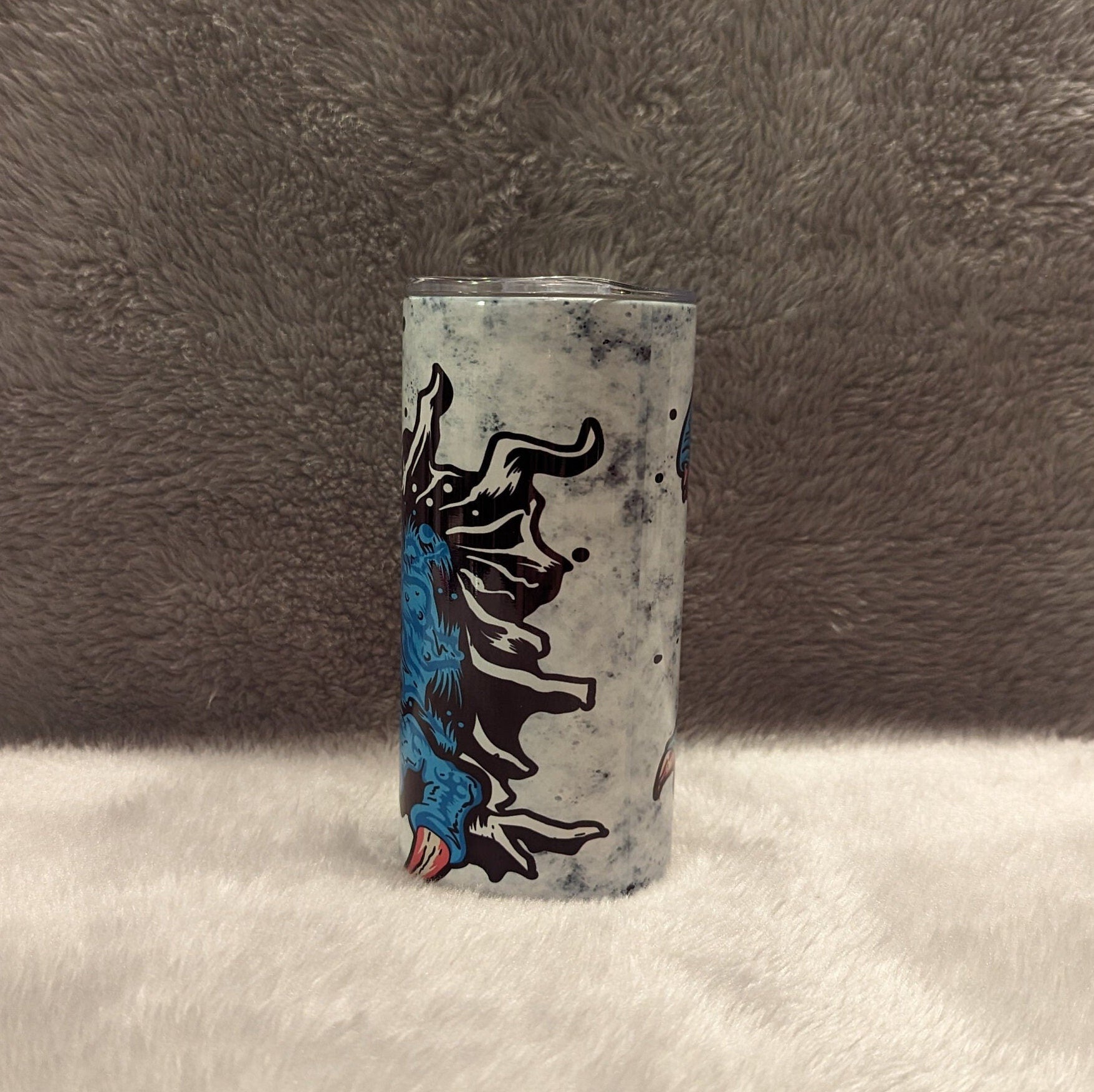 Kids Blue Dinosaur Tumbler 15oz With Reusable Straw, Can Be Personalized